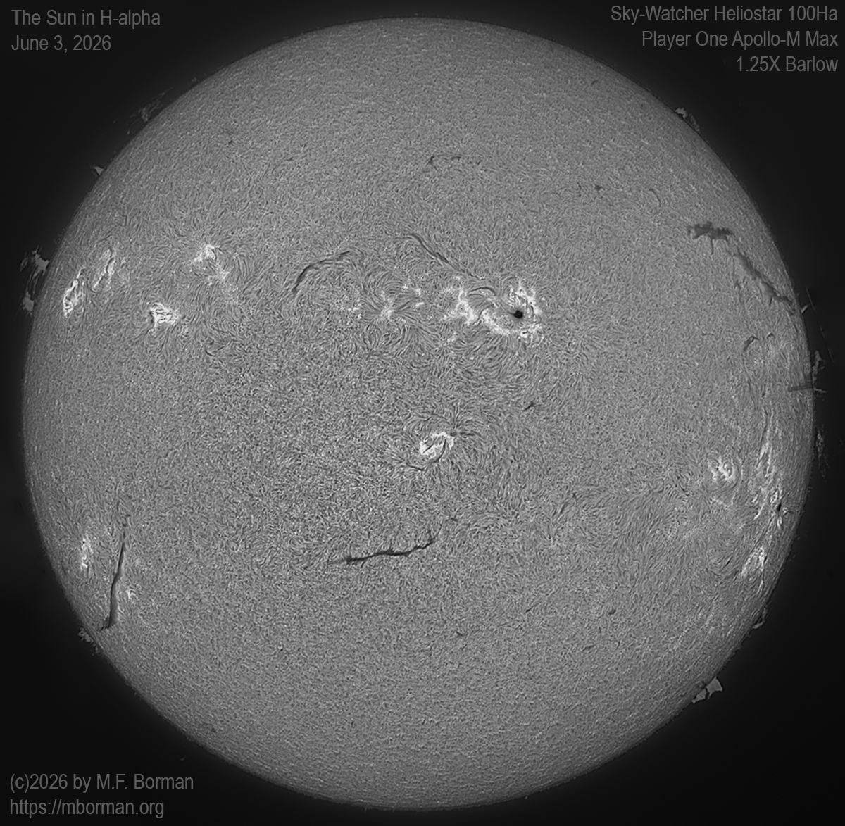 Solar image in h-alpha 06/03/26