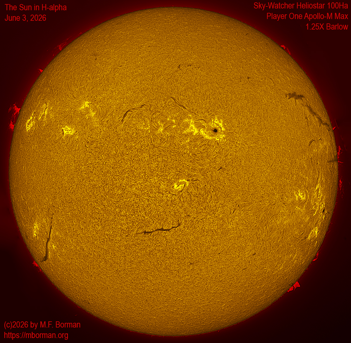 Solar image in h-alpha 06/03/26