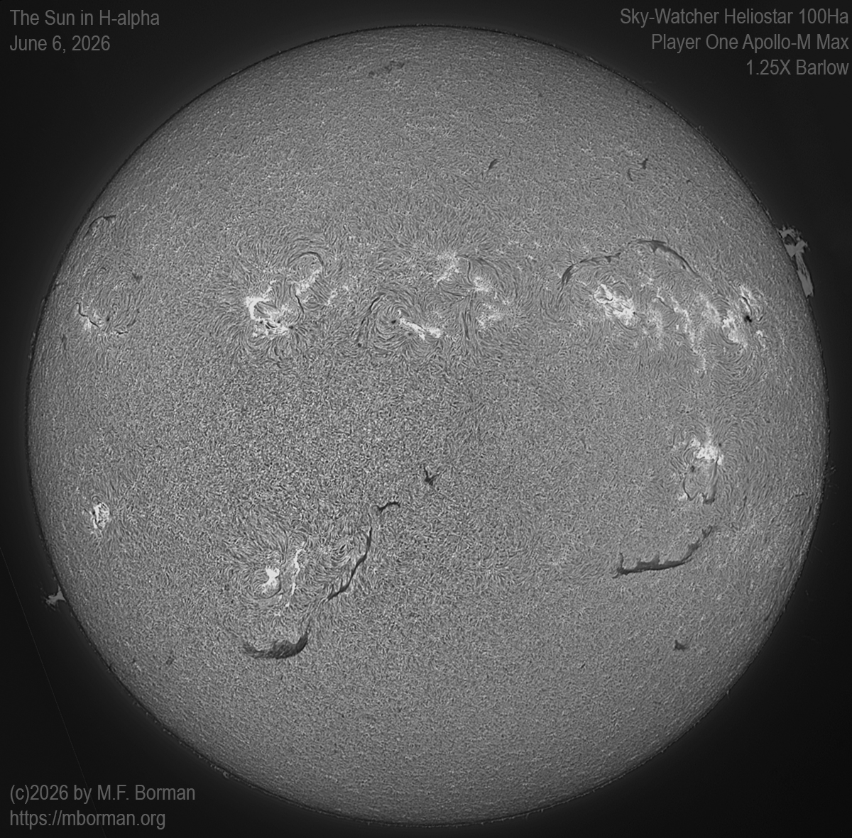 Solar image in h-alpha 06/06/26