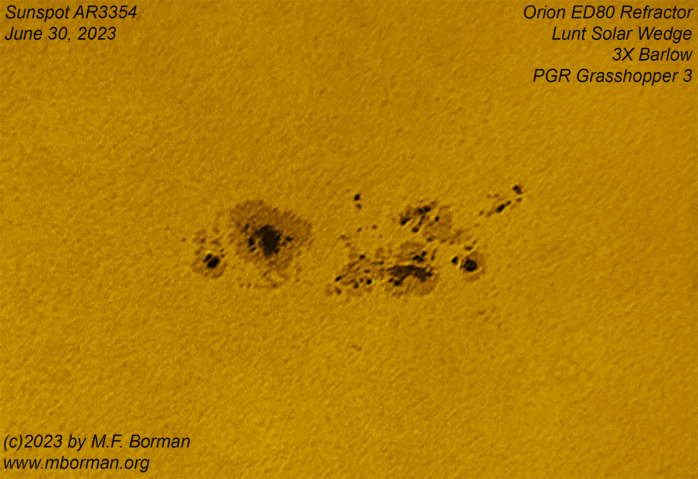 Active region 3354 in white light 06/30/2023