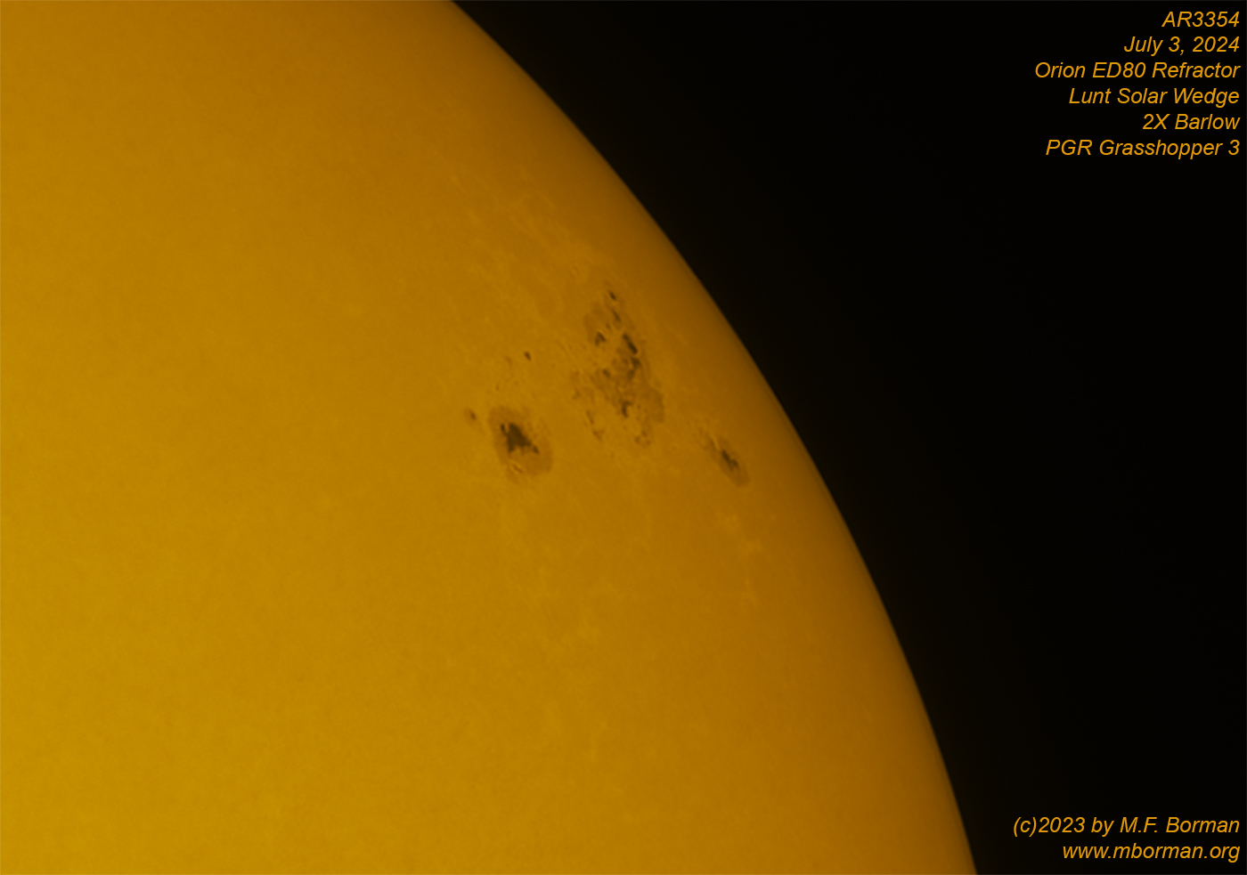 Active region 3354 in white light 07/03/2023