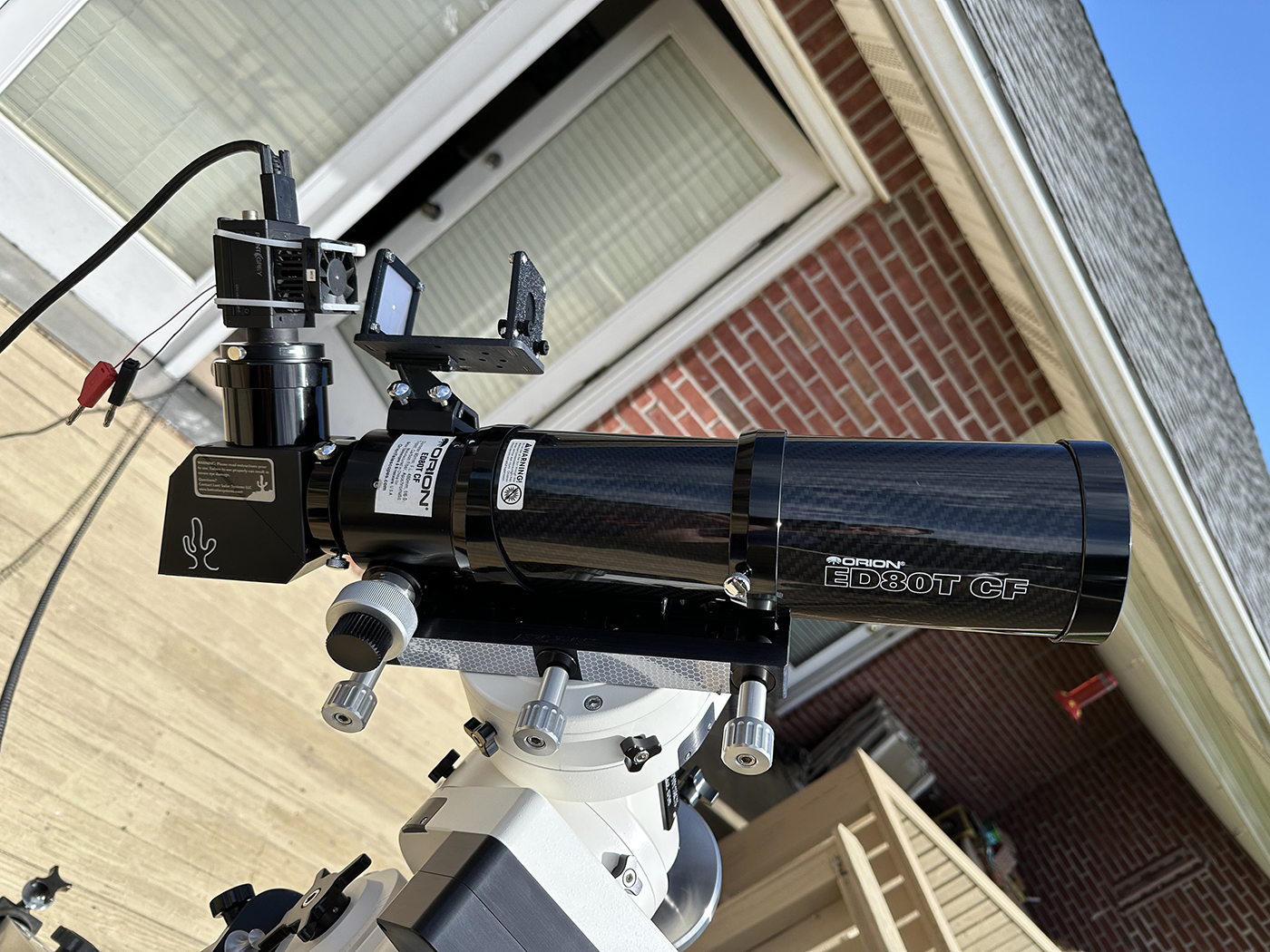 Orion ED80 refractor scope for CaK and white light imaging on my Astro-physics Mach2GTO mount
