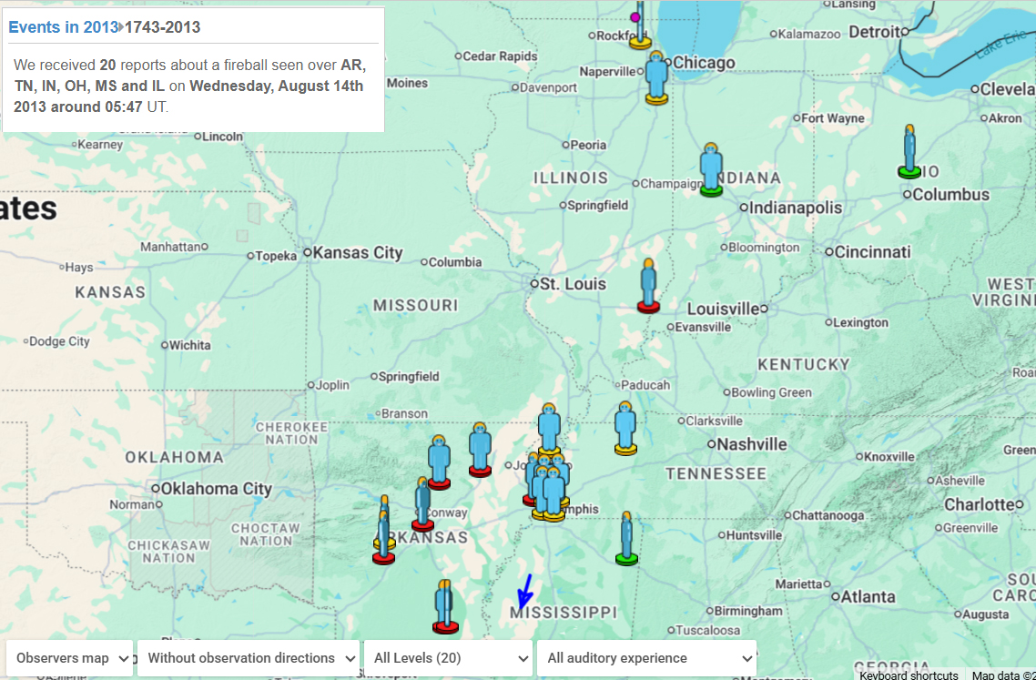 Observer location map. 
