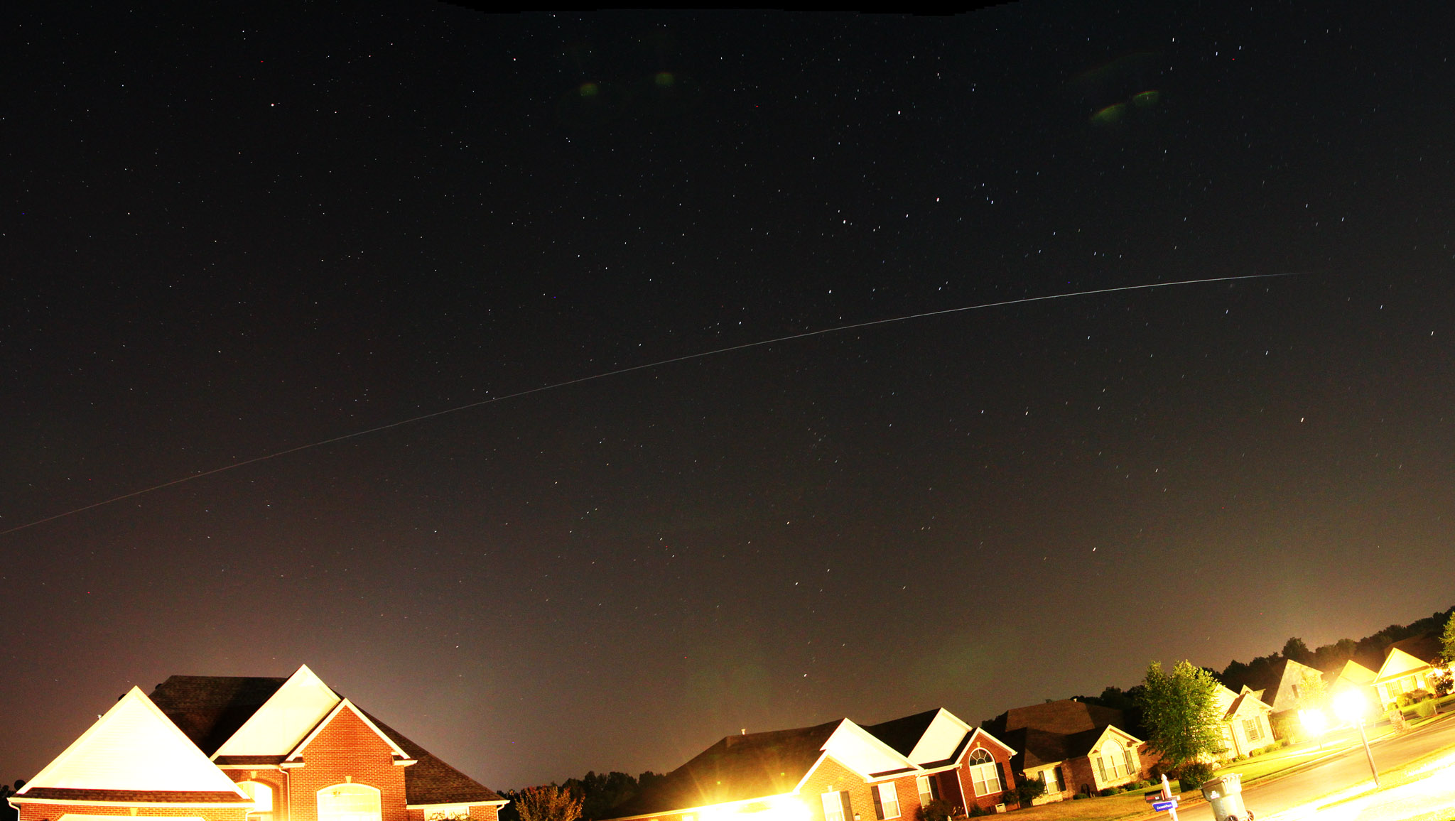 Cropped view of the Pass Of The International Space Station Over Evansville, August 29, 2011.
