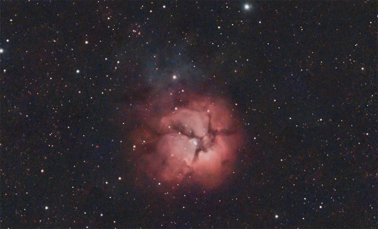 The Trifid Nebula M21 in Sagittarius taken 08/21/26 with a Seestar S50 Smart Telescope.