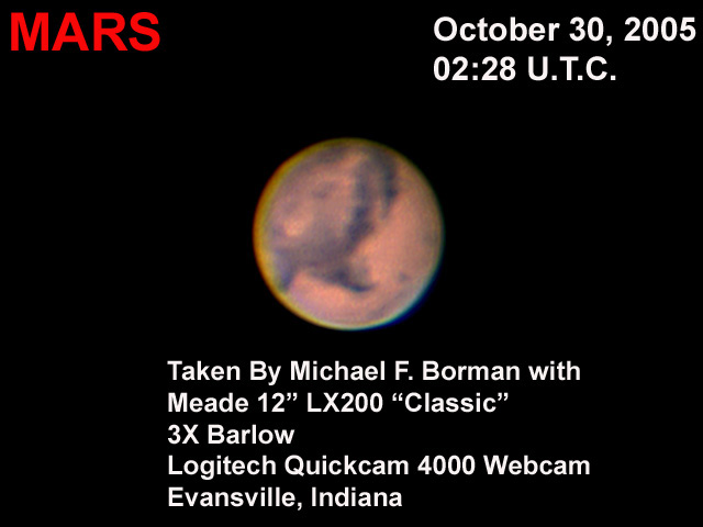 Mars in 2003, taken with a Quickcam 4000 webcam and 12