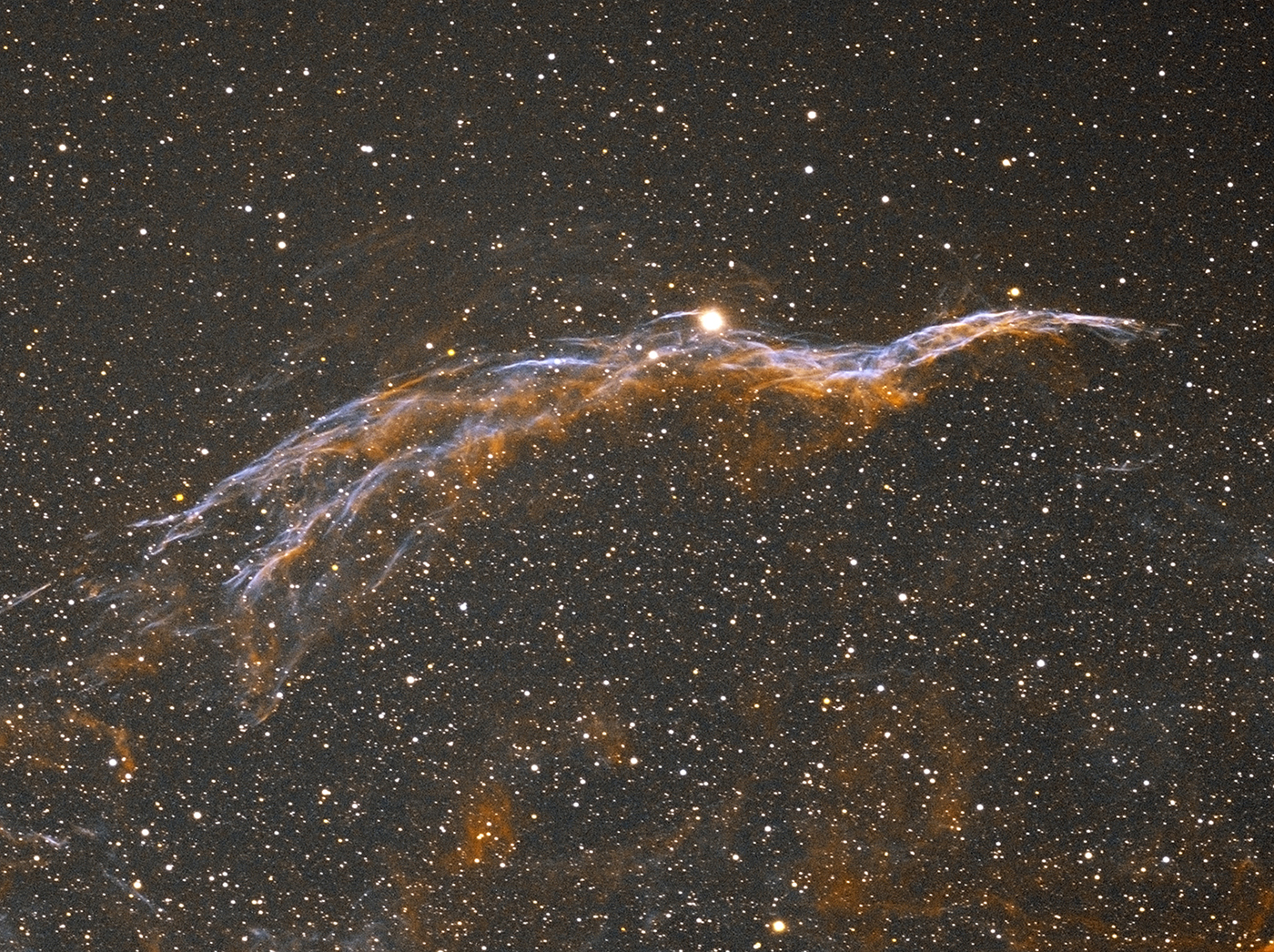 Veil Supernova Remnant (NGC-6960) taken 08/19/23 with a ZWO ASI183MC Pro camera attached to an Celestron 8
