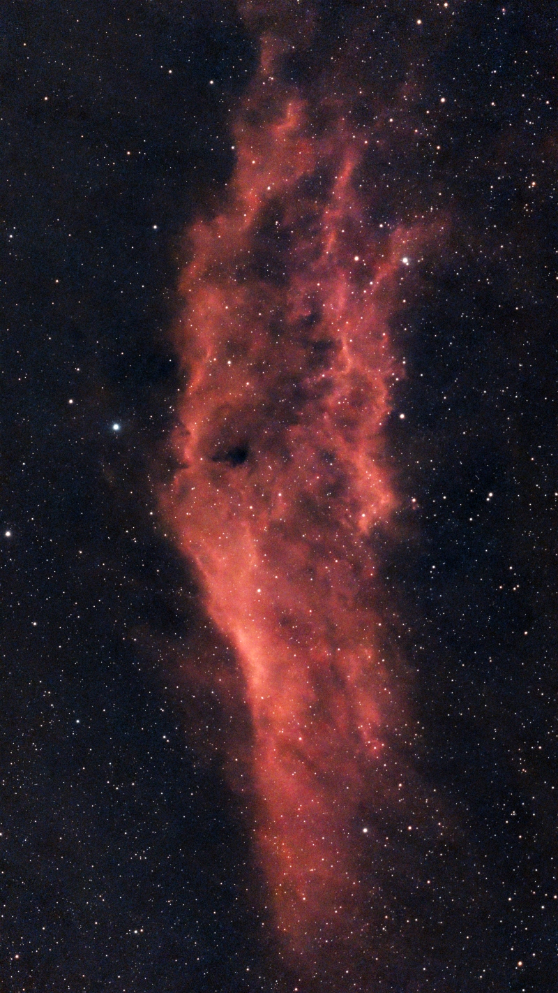 The California Nebula NGC1499 in Perseus taken 10/17/26 with a Seestar S50 Pro Smart Telescope.