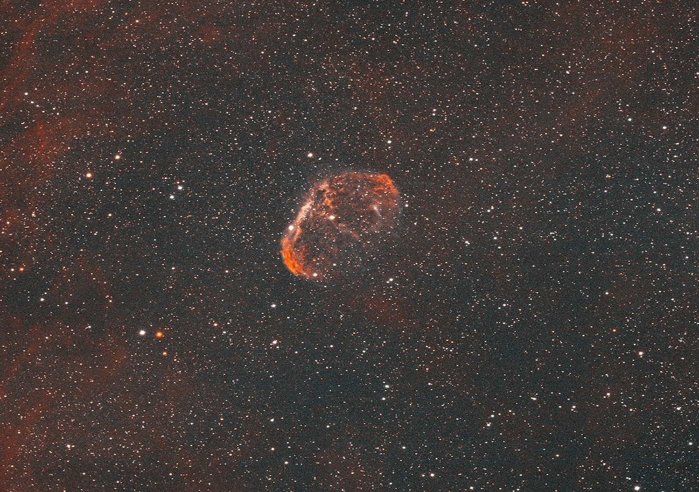 Crescent Nebula (NGC-6888) taken 08/19/23 with a ZWO ASI183MC Pro camera attached to an Celestron 8