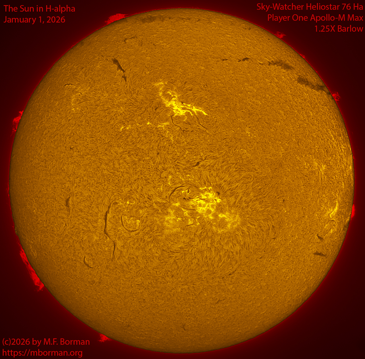 Solar image in h-alpha 01/01/26