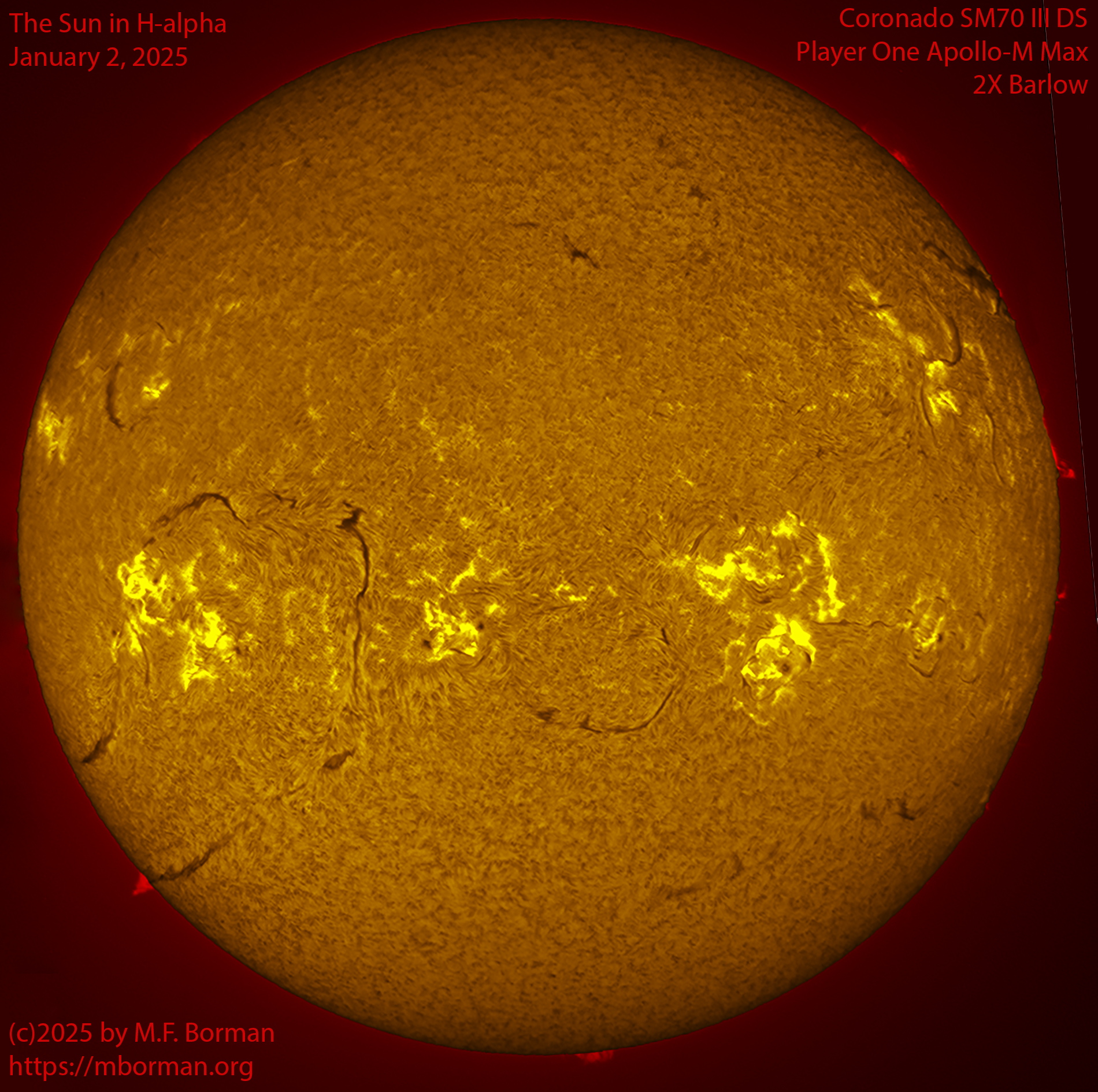 Solar image in h-alpha 01/02/25