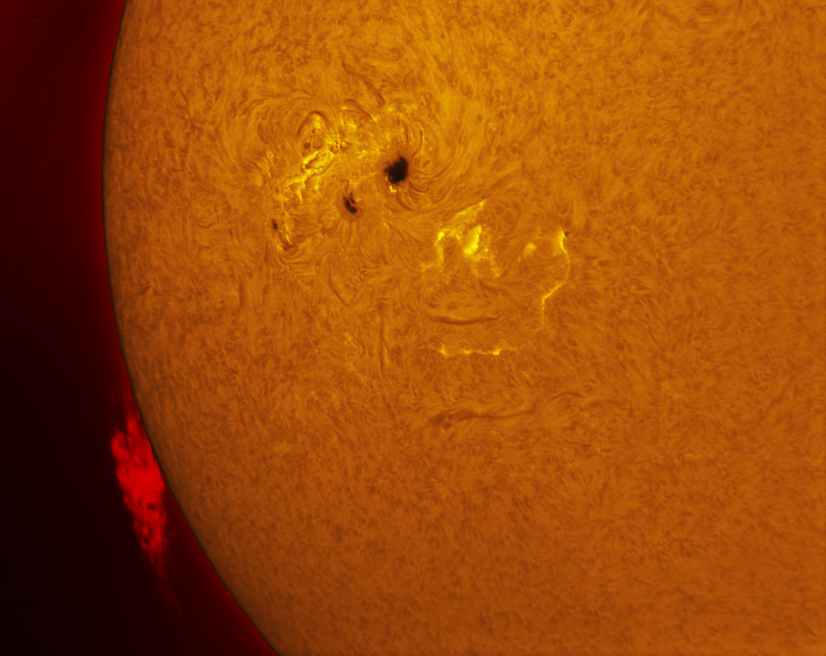 Solar prominence in h-alpha 01/04/2014
