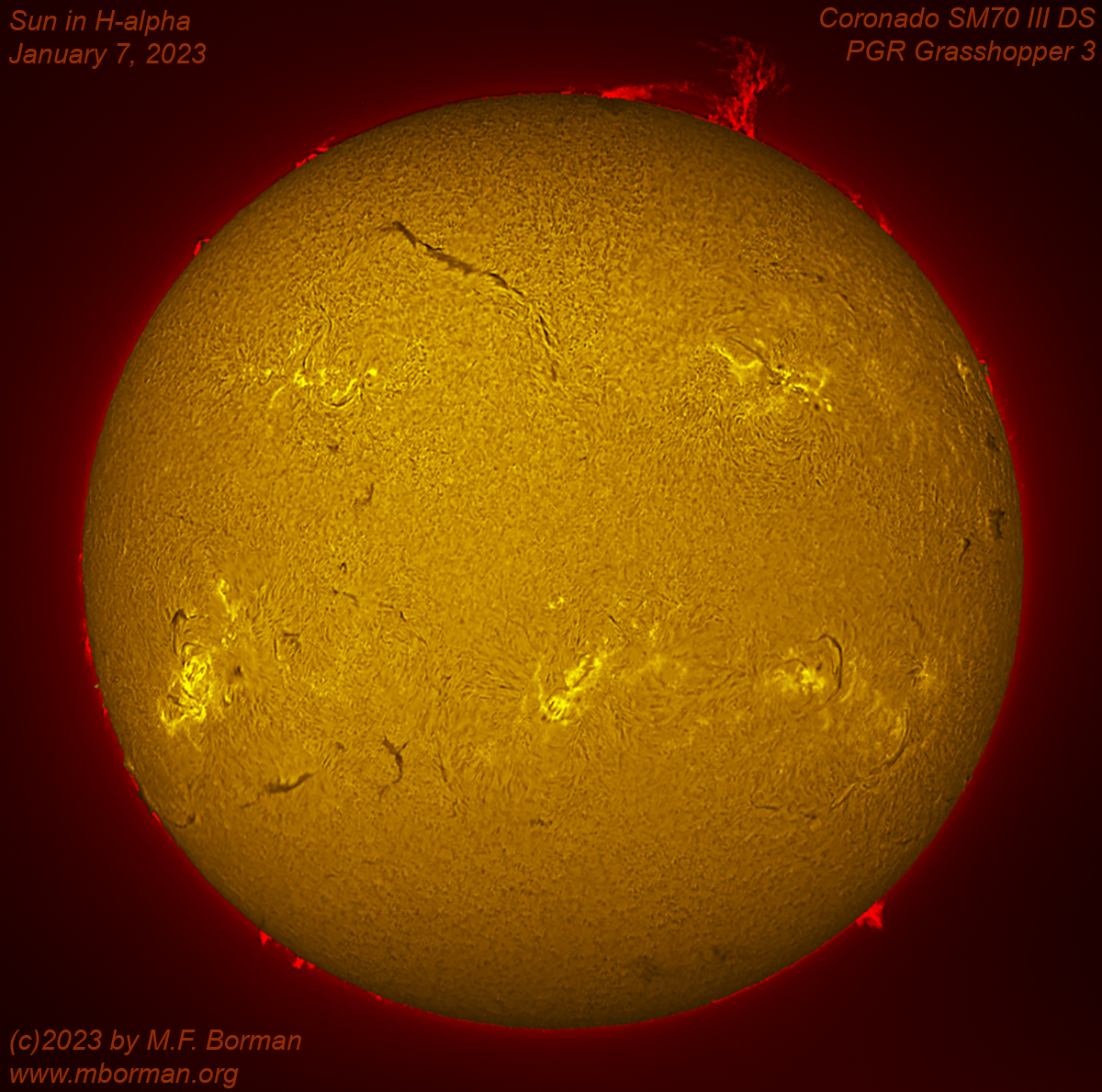 Solar disk in h-alpha 01/07/2023