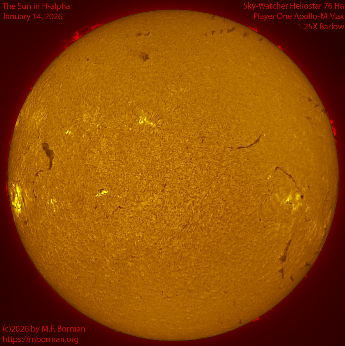 Solar image in h-alpha 01/14/26