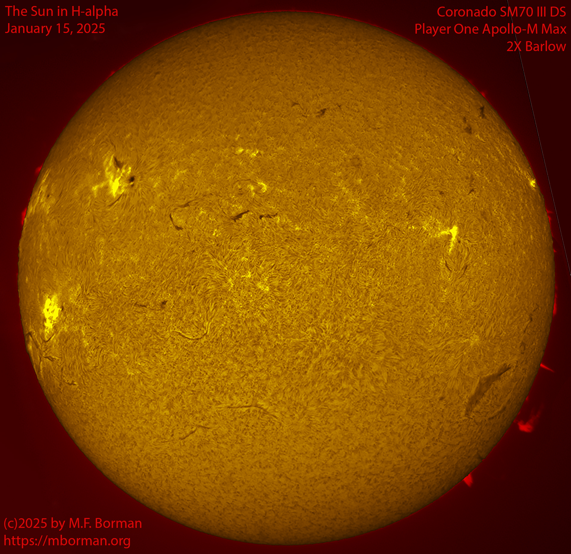 Solar image in h-alpha 01/15/25