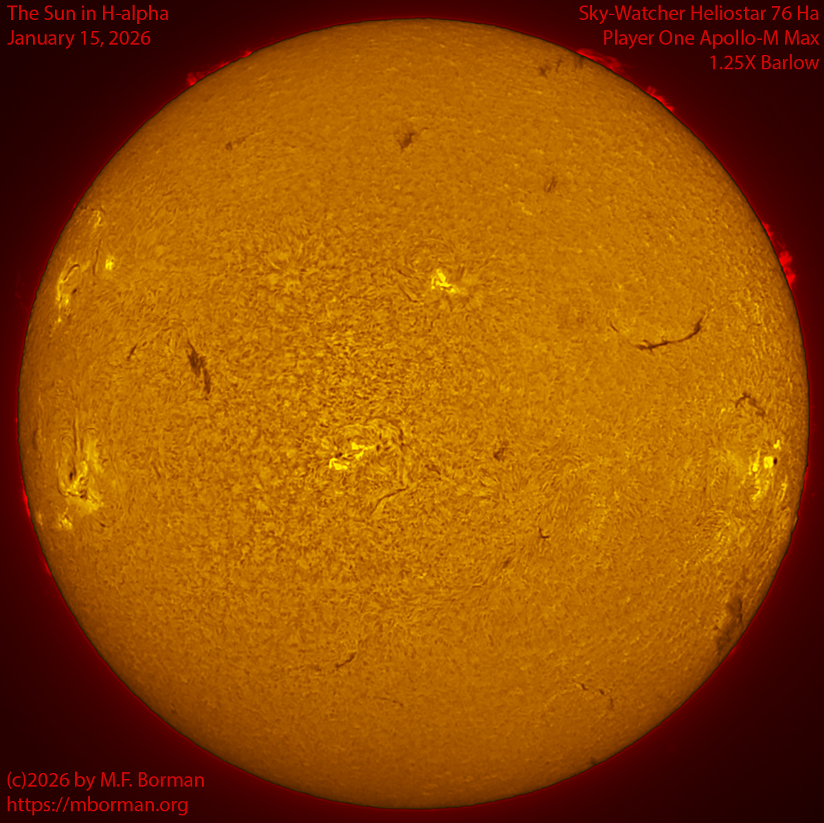 Solar image in h-alpha 01/15/26