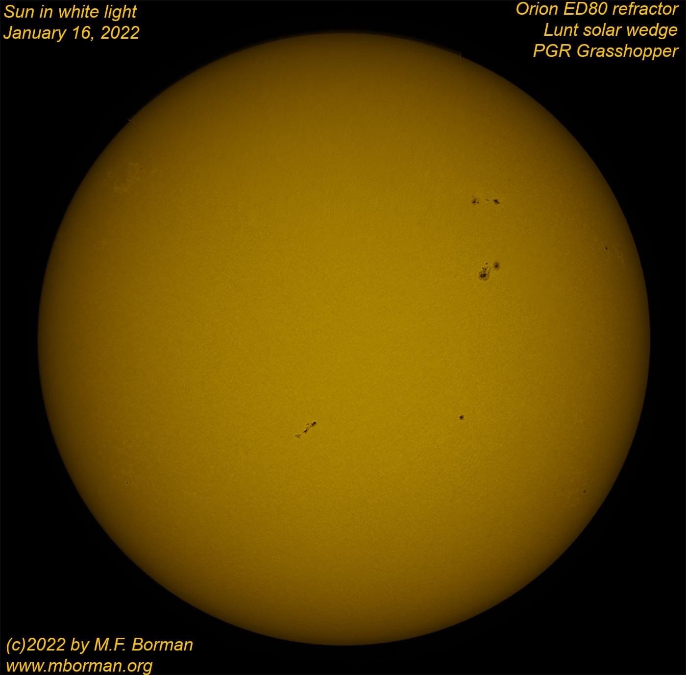 Solar disk in white light 01/16/2022
