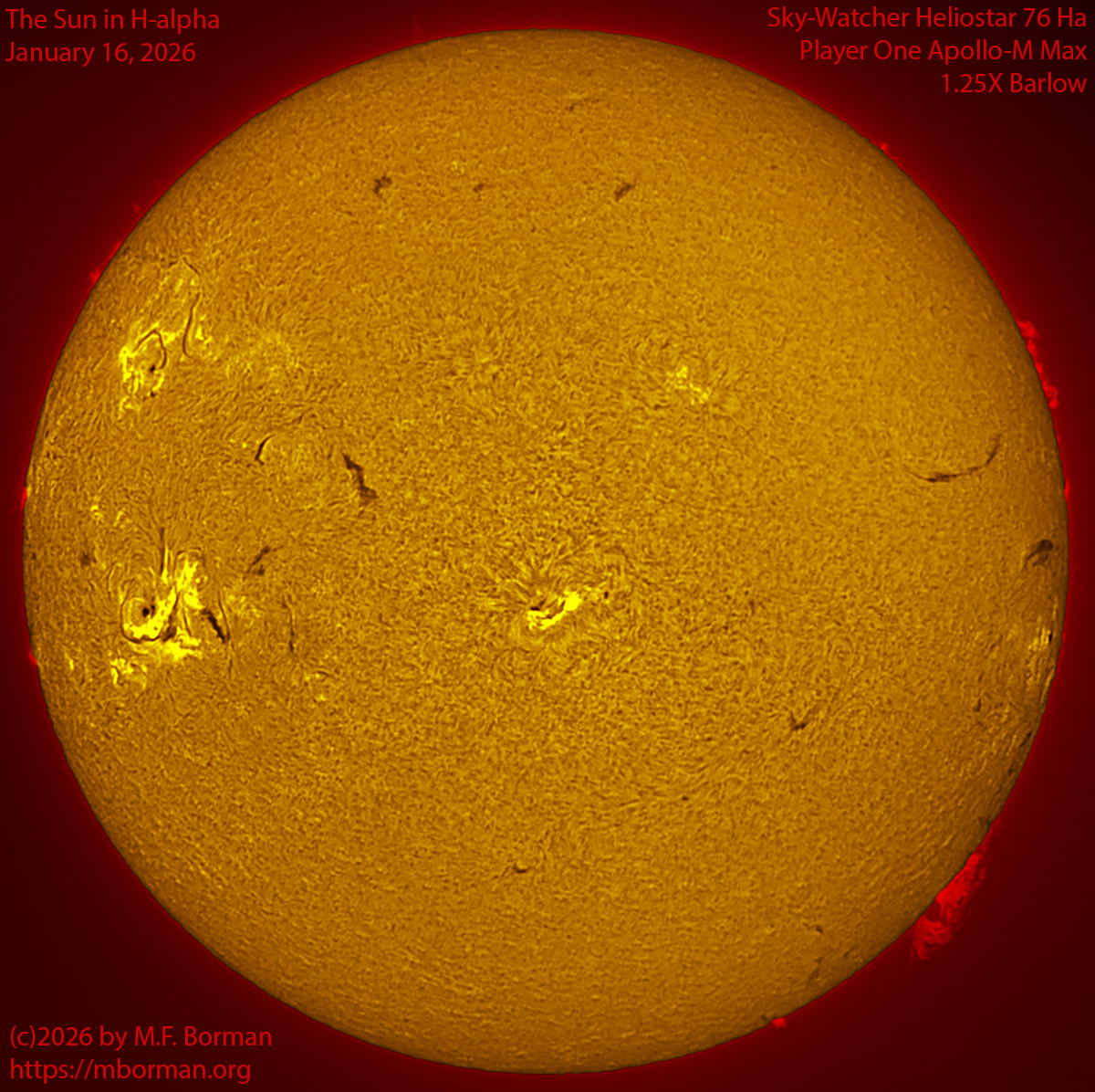 Solar image in h-alpha 01/16/26