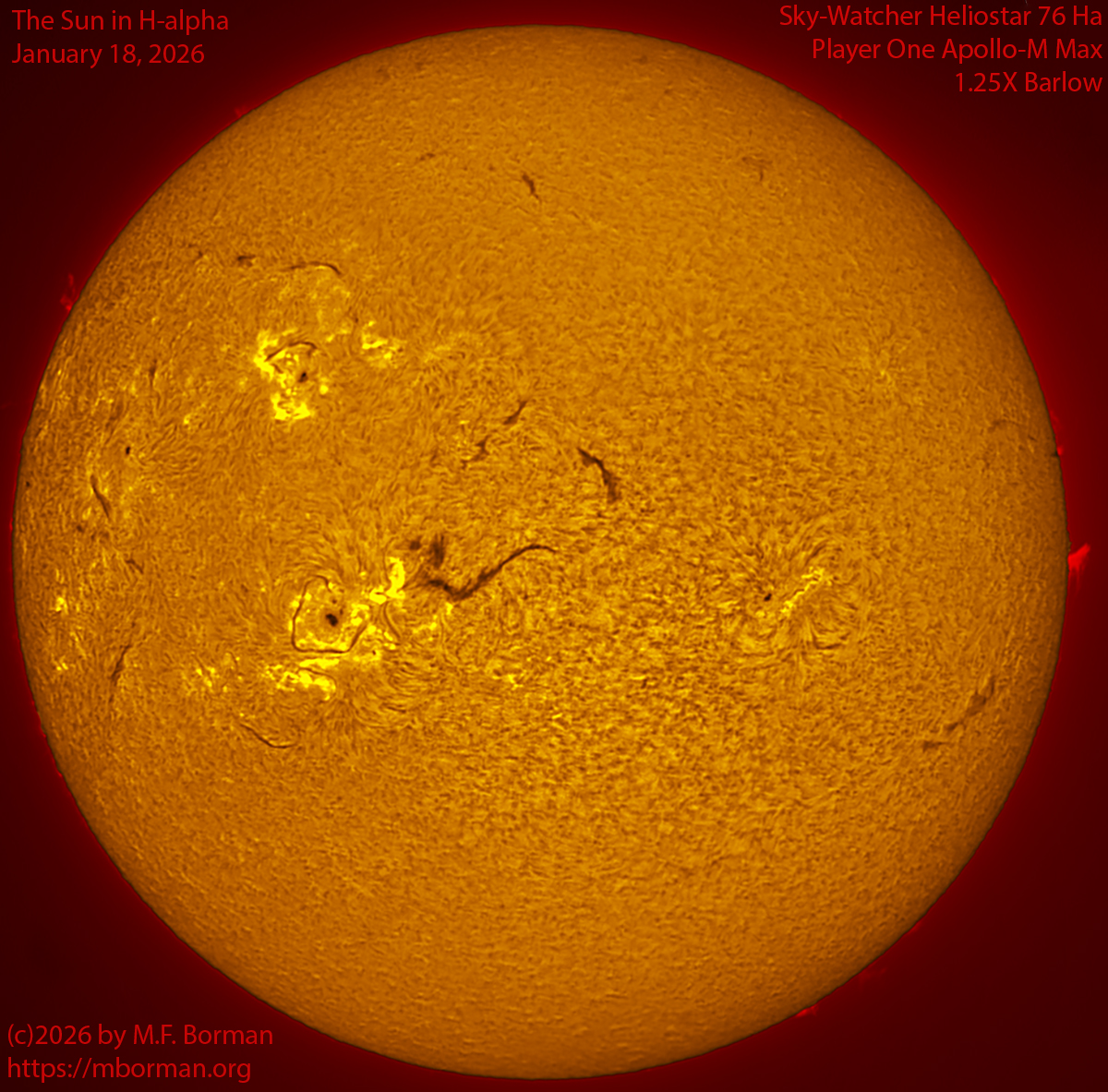 Solar image in h-alpha 01/18/26