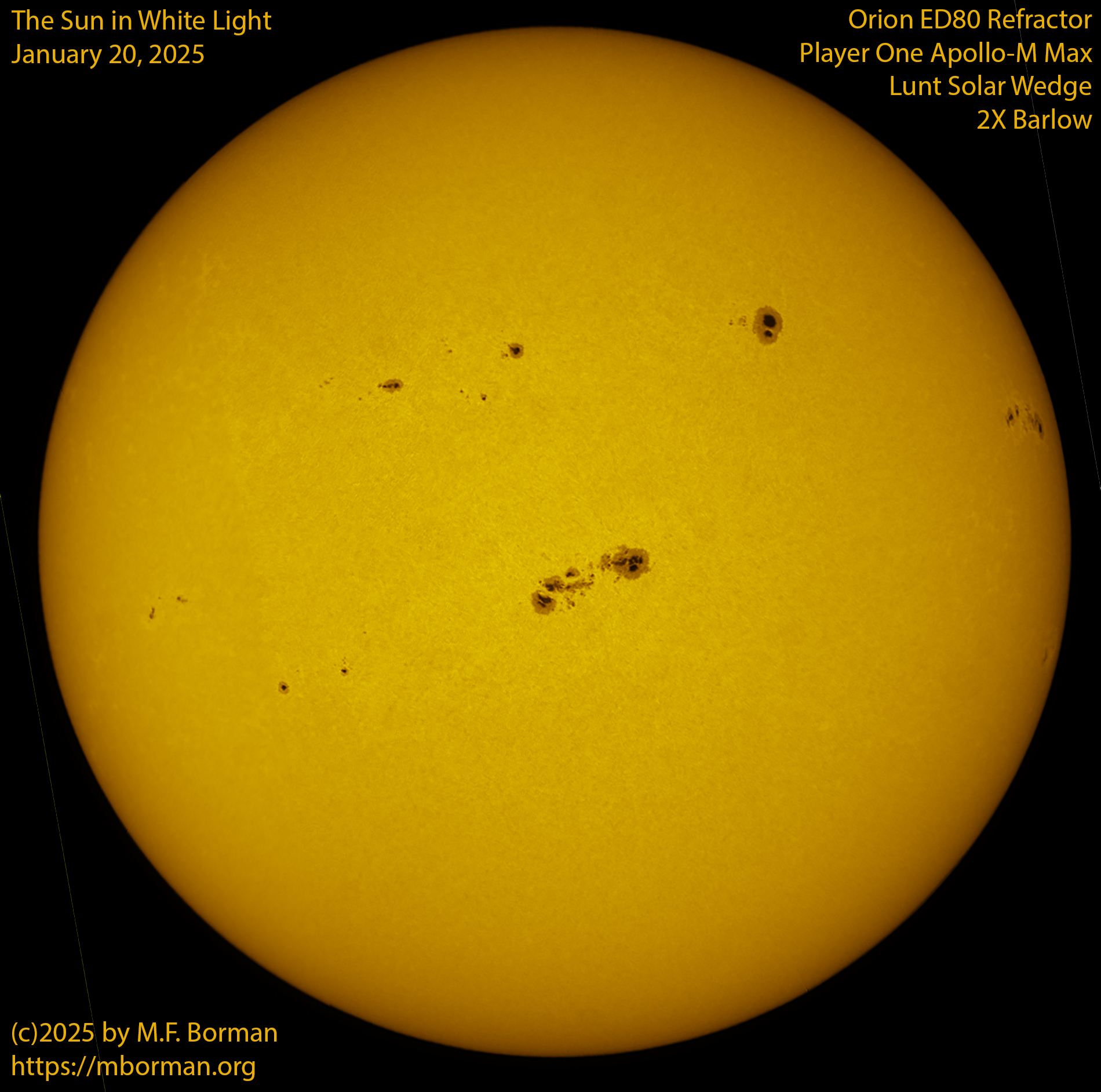 Solar image in white light 01/20/25