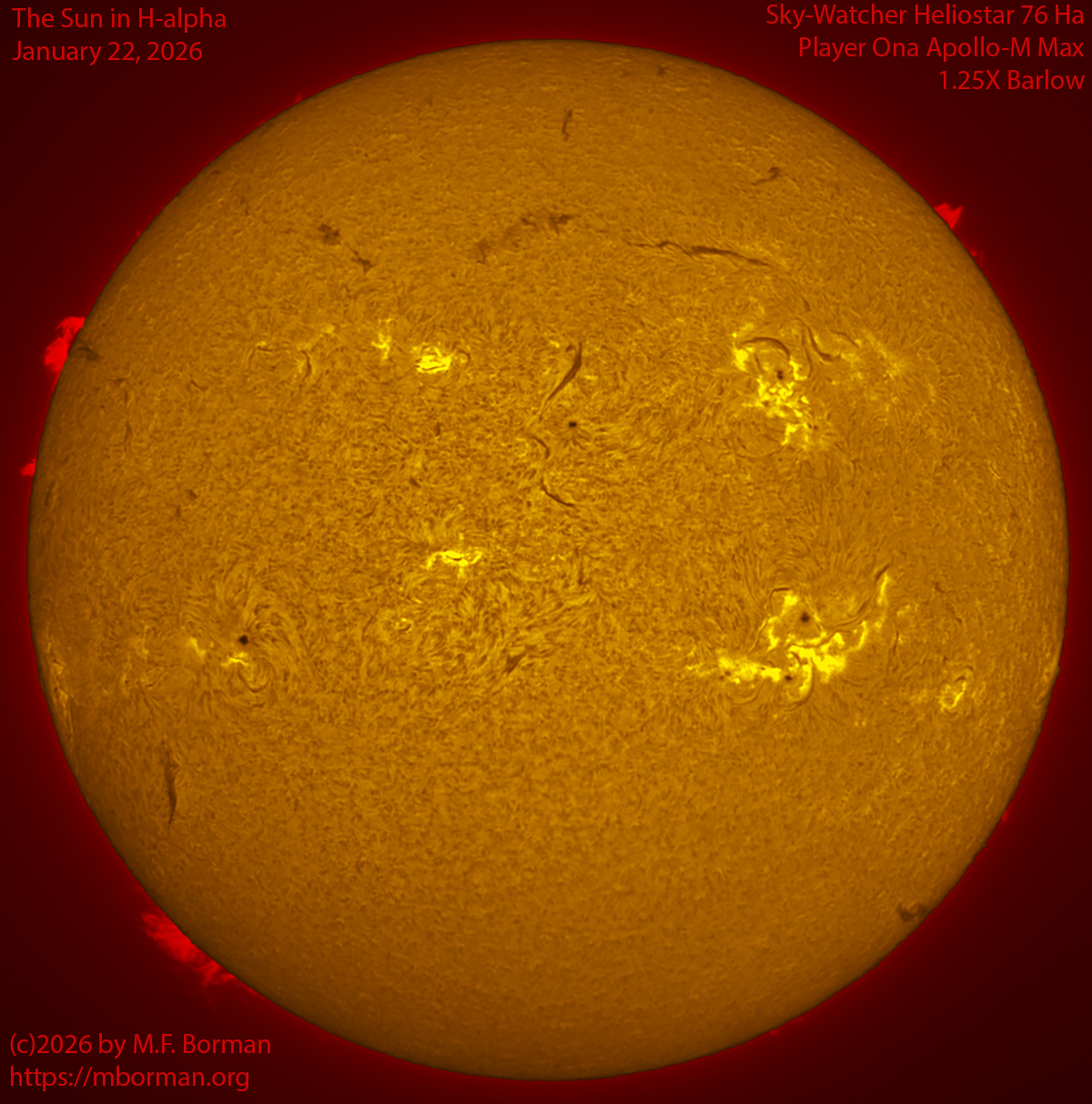 Solar image in h-alpha 01/22/26