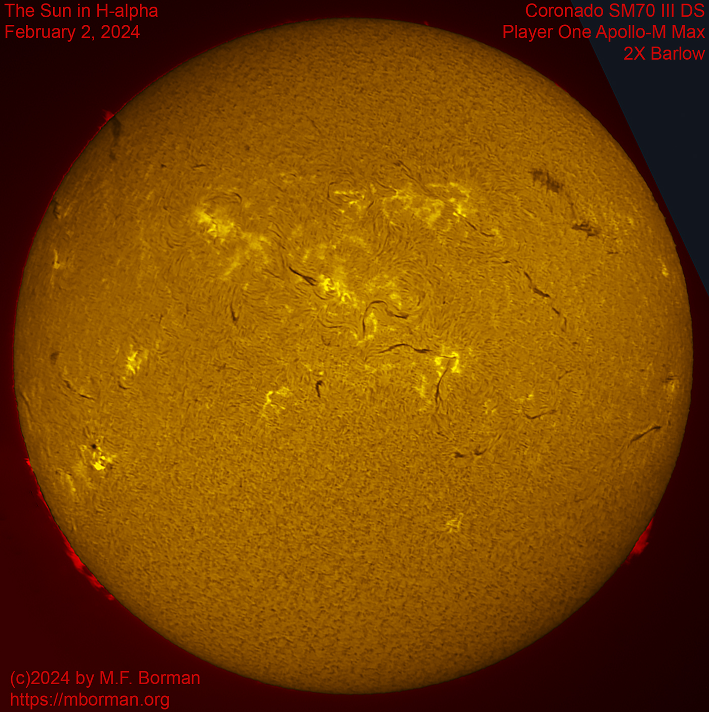 Solar image in h-alpha 02/02/2024