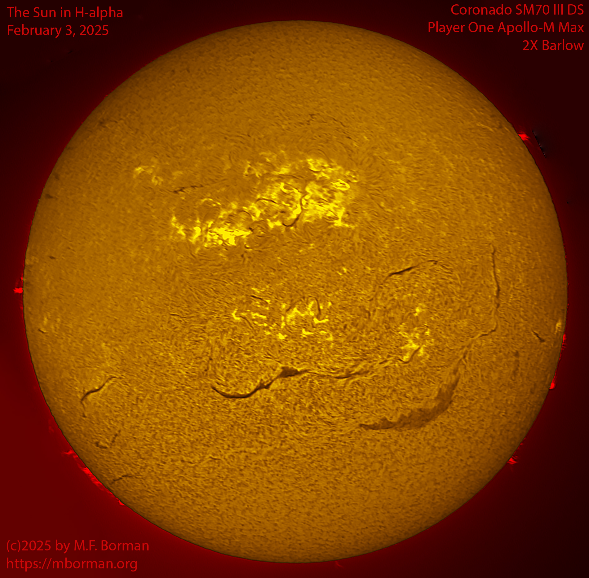 Solar image in h-alpha 02/03/25