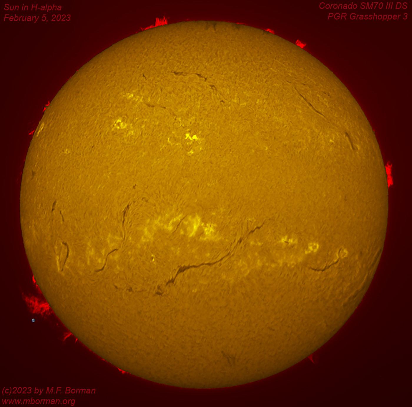 Solar disk in h-alpha 02/05/2023