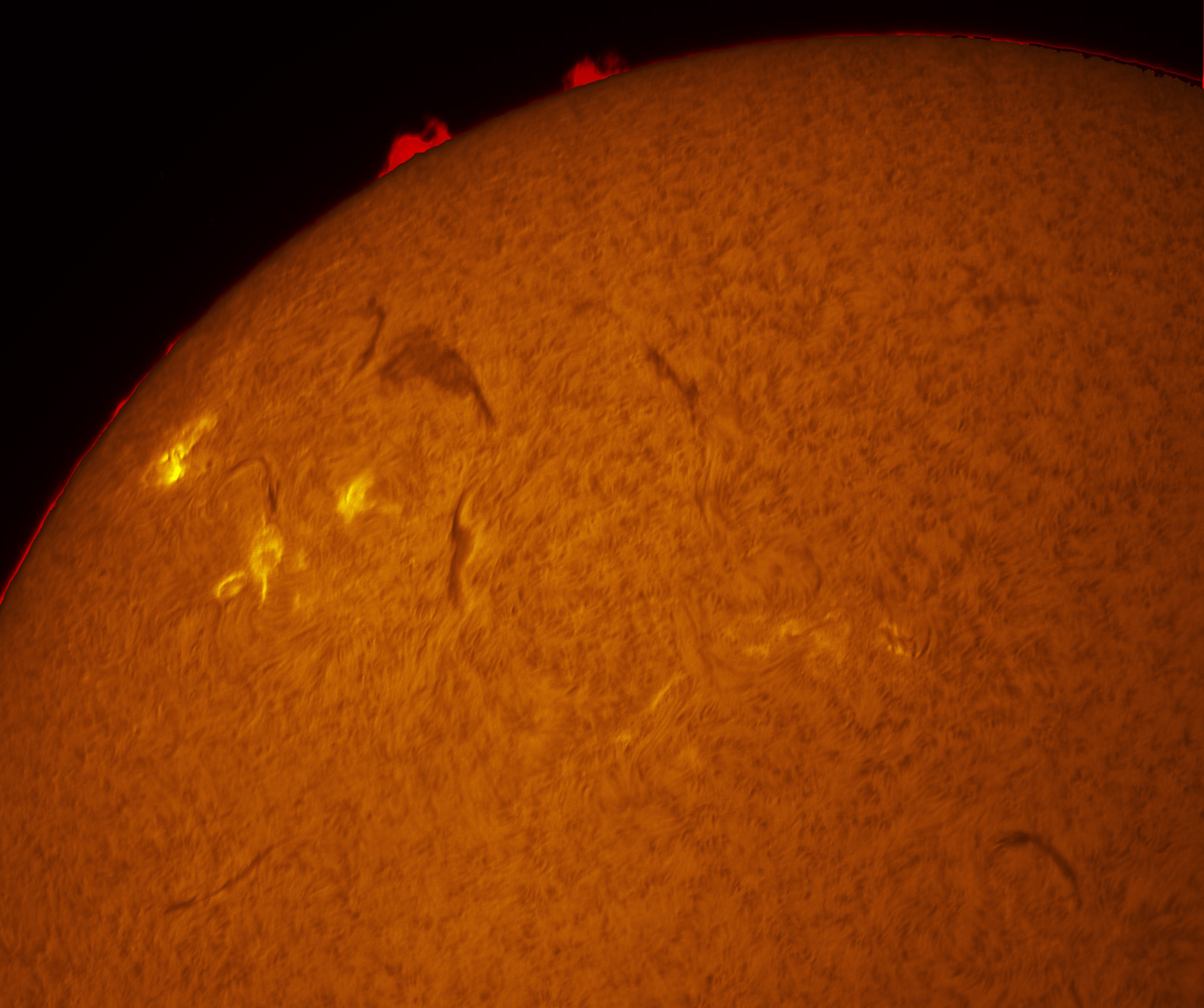 Solar filaments in h-alpha 02/06/2016