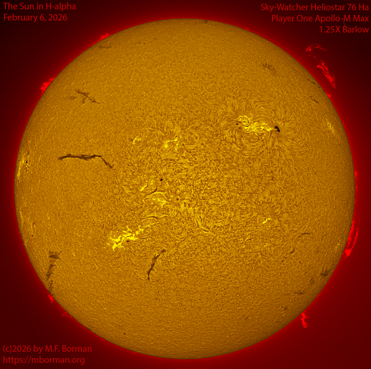 Solar image in h-alpha 02/06/26