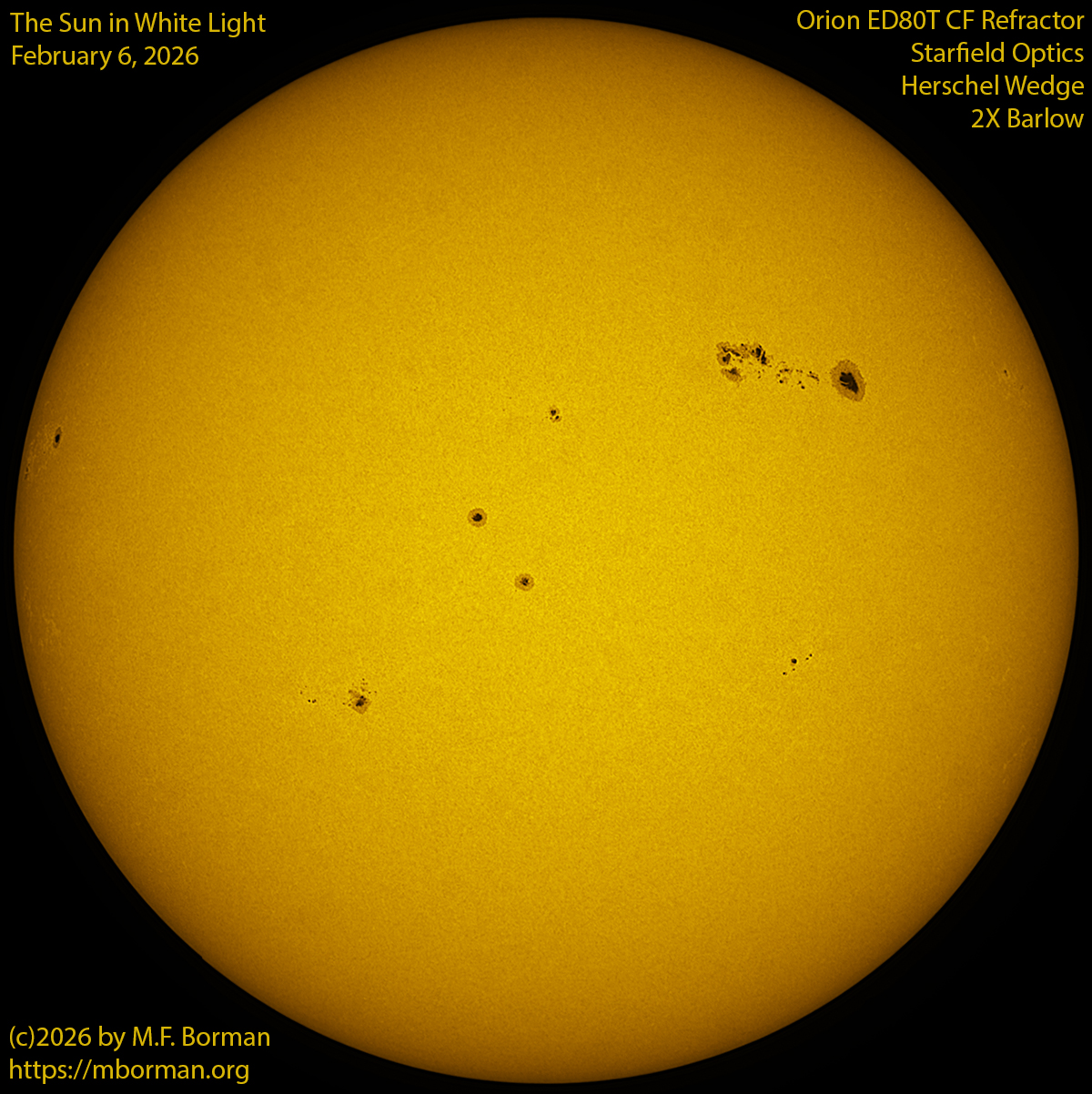 Solar image in white light 02/06/26