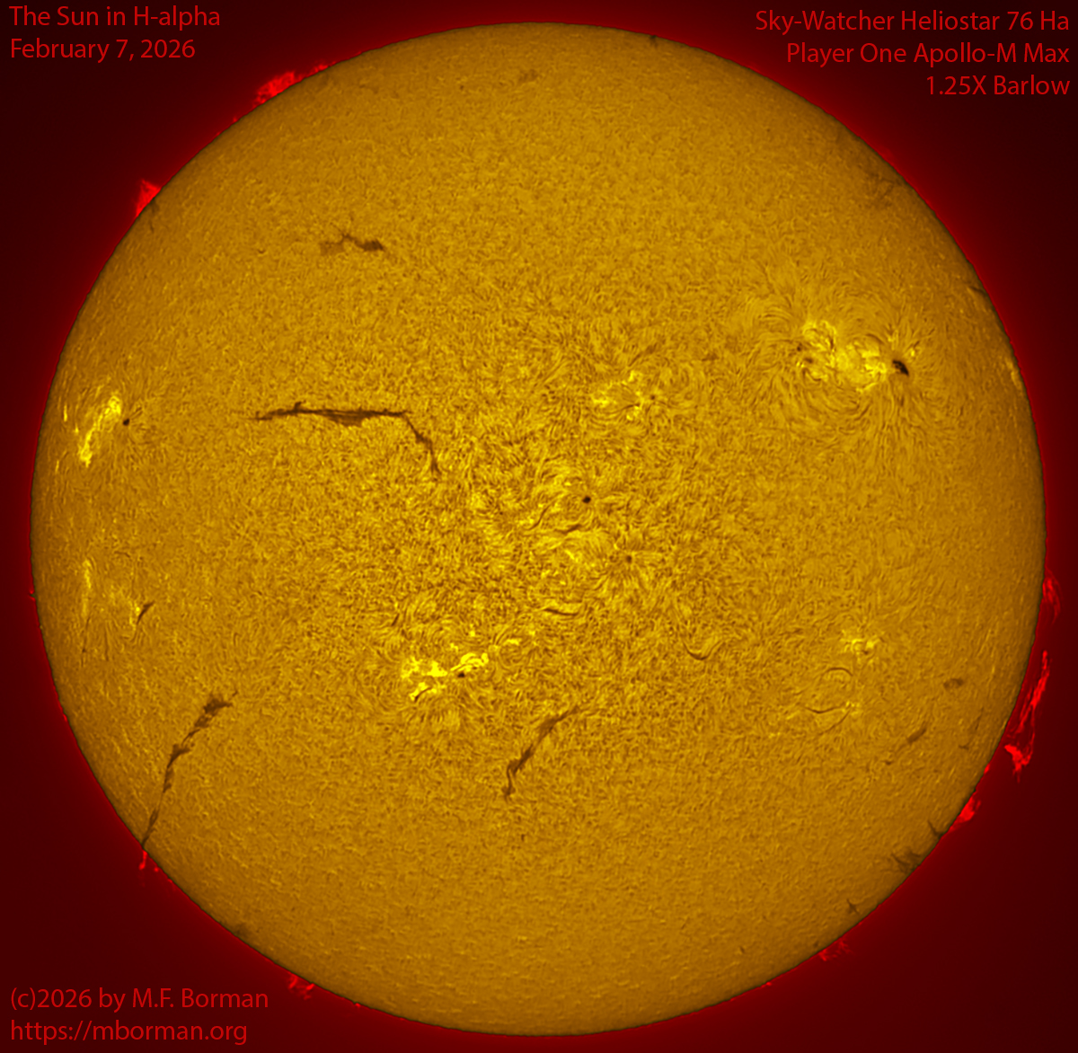 Solar image in h-alpha 02/07/26