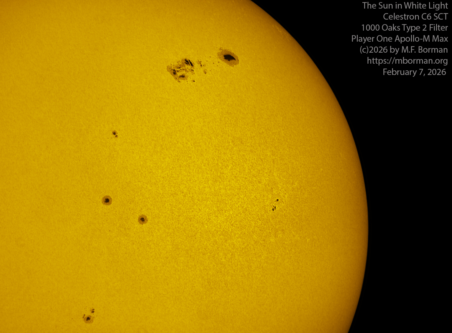 Solar image in white light 02/07/26