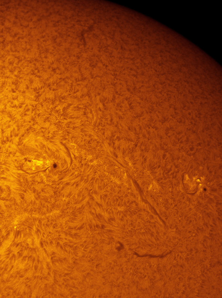 Sunspots 1667 and 1670 in h-alpha 02/09/2013