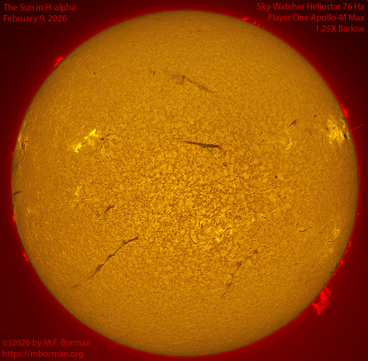 Solar image in h-alpha 02/09/26