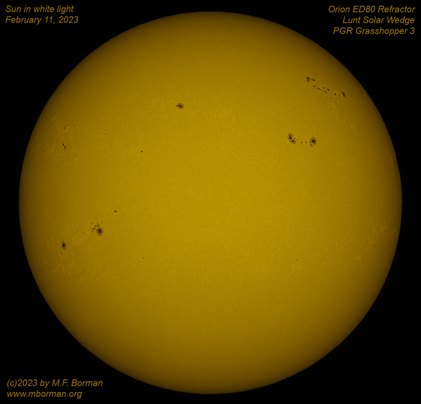Solar disk in white light 02/11/2023