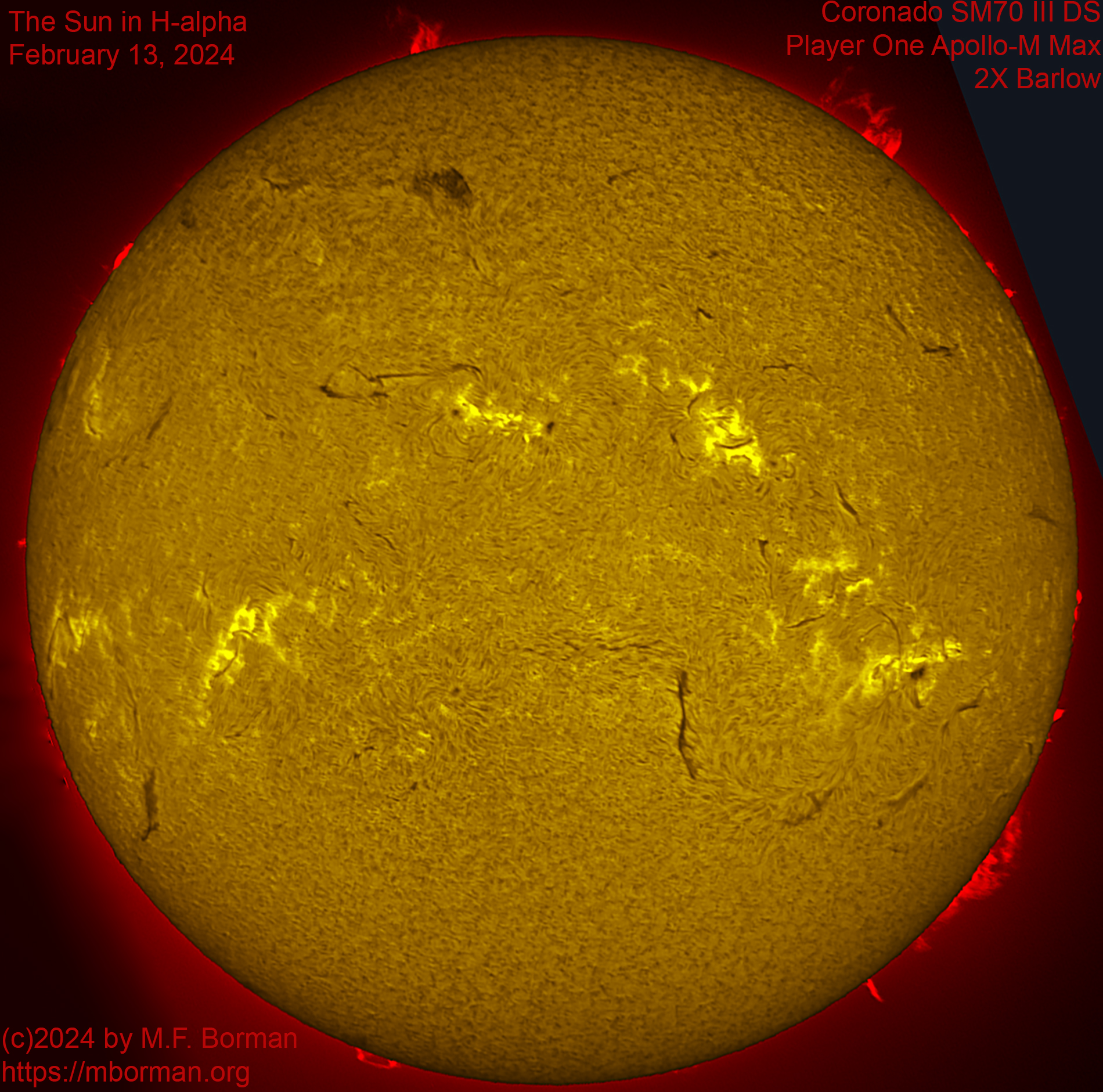 Solar image in h-alpha 02/13/2024