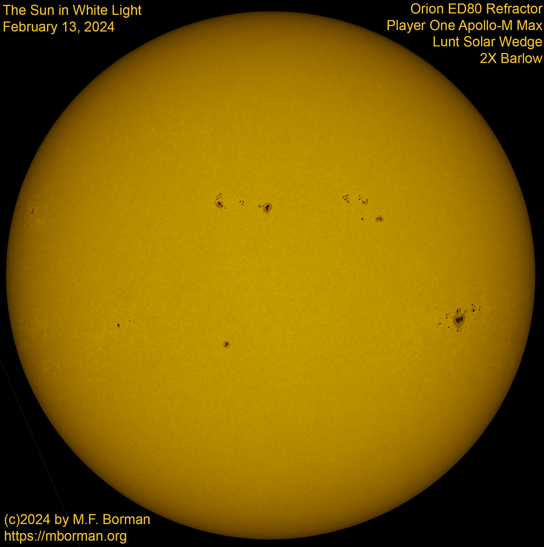 Solar image in white light 02/13/2024