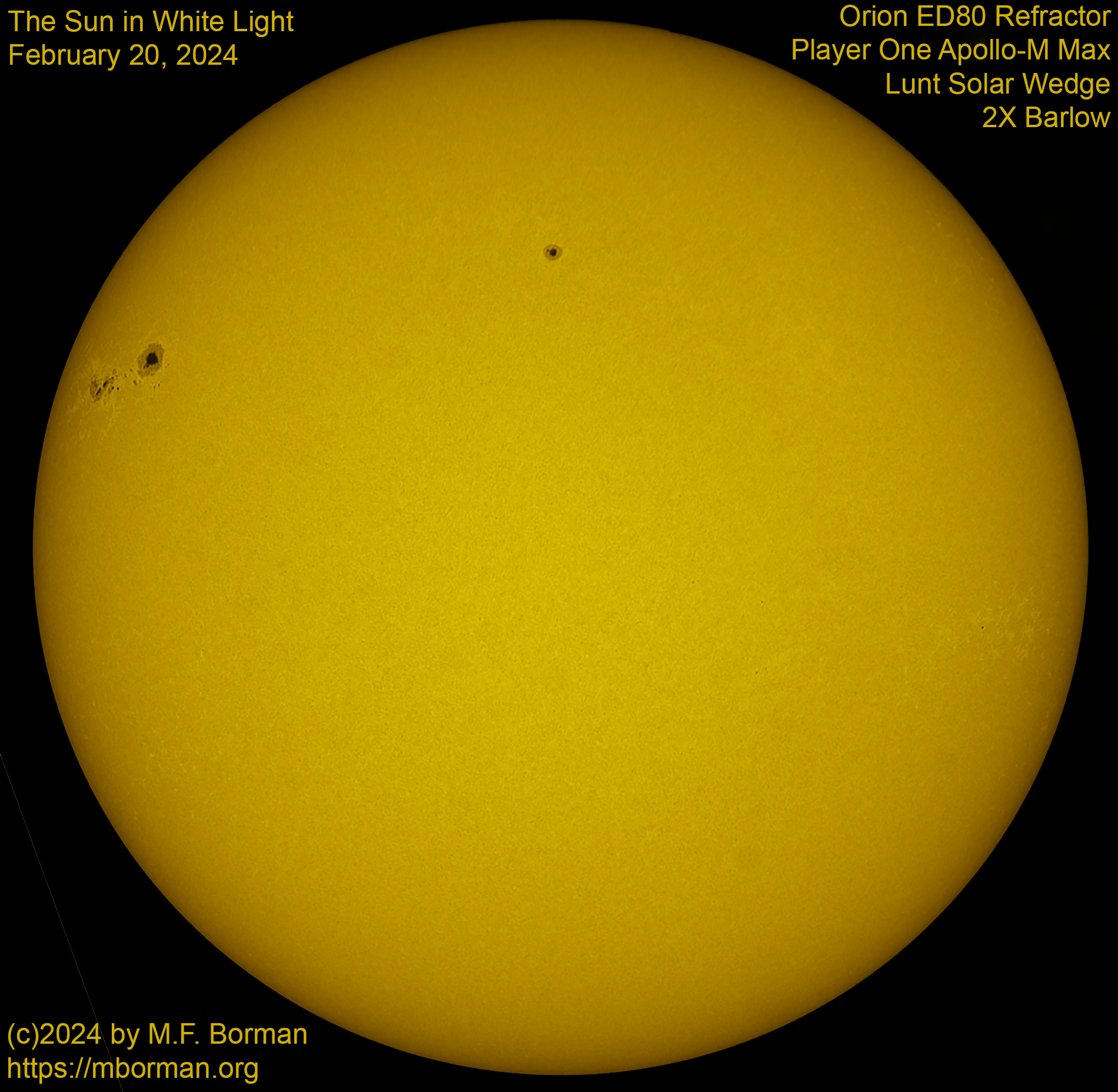Solar image in white light 02/20/2024