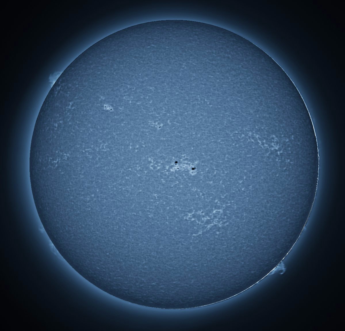 Solar disk in CaK with 80mm refractor and Lunt B1200 CaK filter, PGR Grasshopper 3 camera 02-27-16