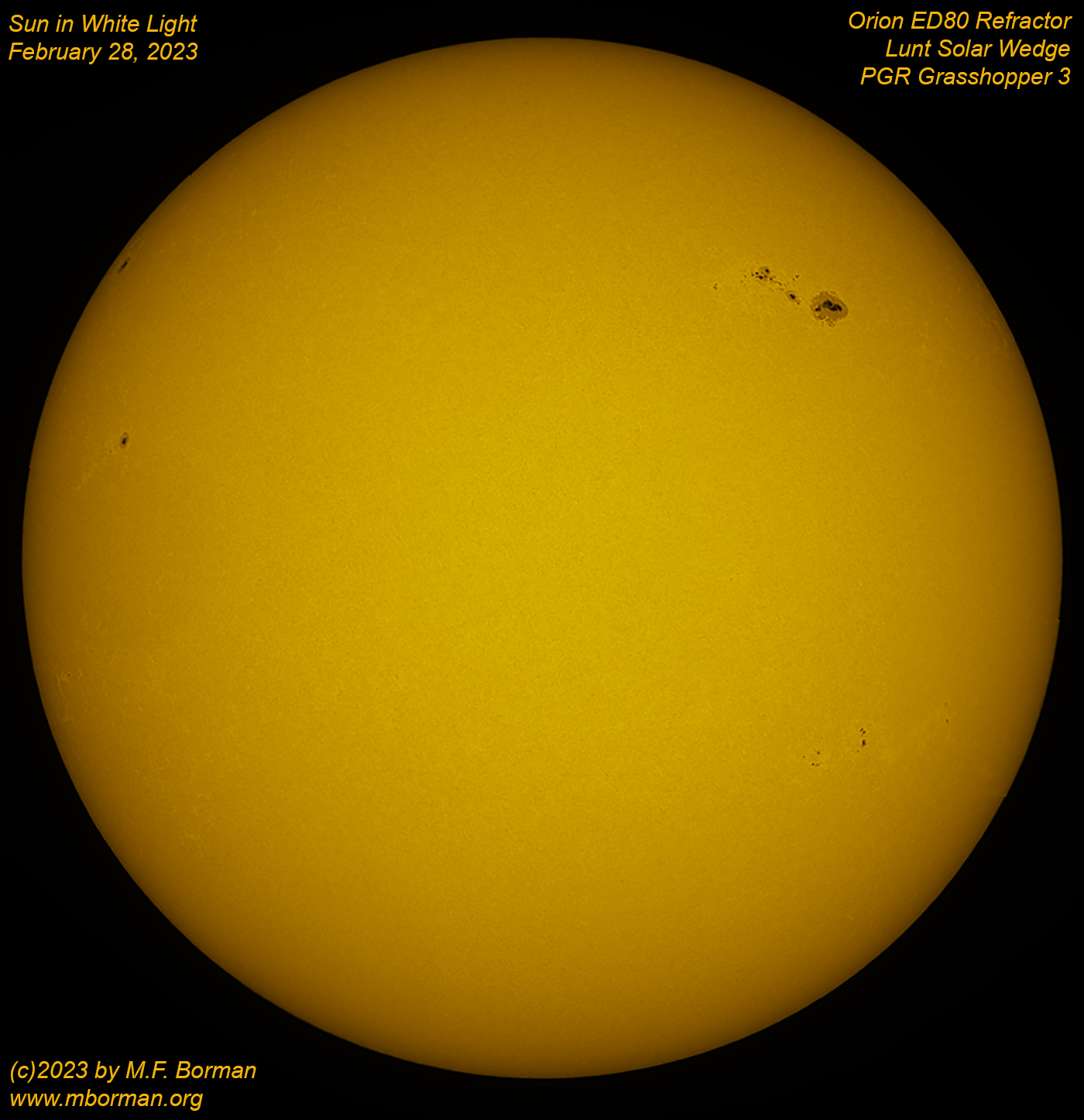 Solar disk in white light 02/28/2023