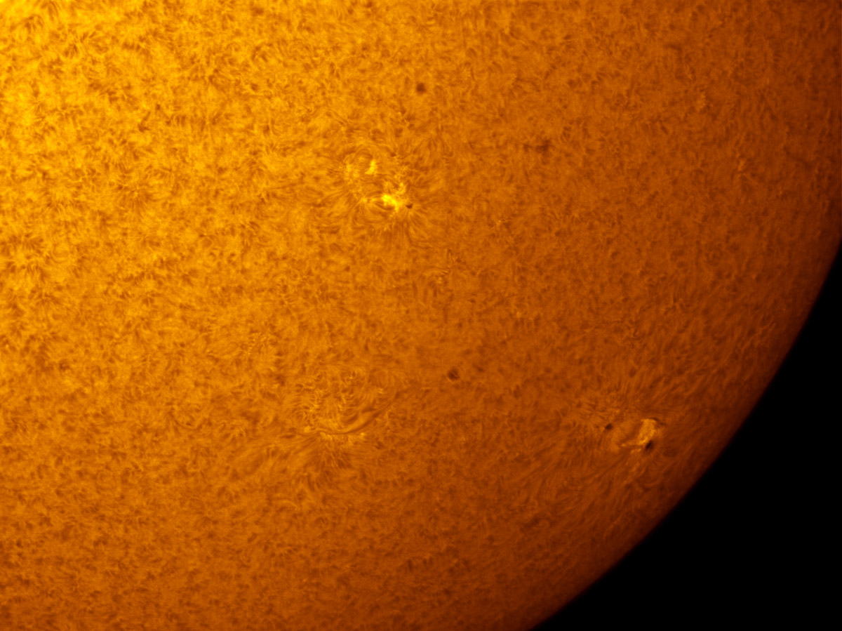 Sunspots 1680 and 1682 in h-alpha 03/03/2013