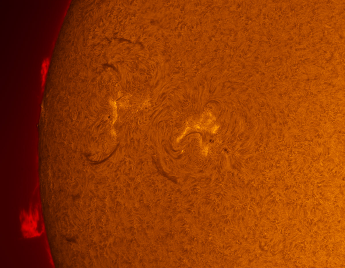 Sunspots 1683 and 1685 in h-alpha 03/03/2013