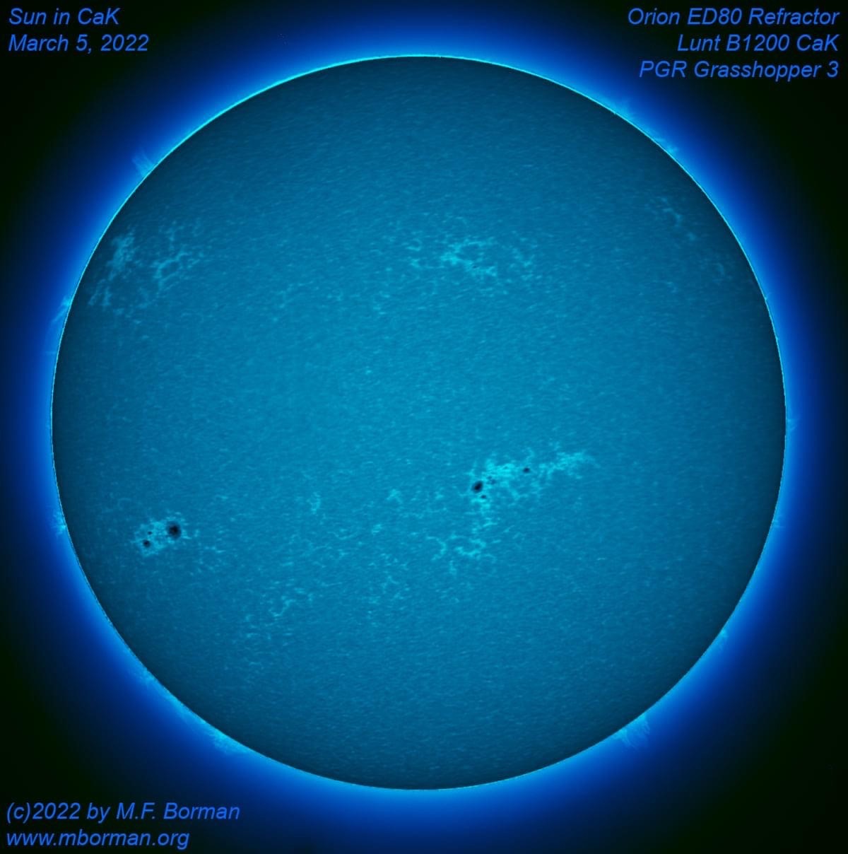 Solar disk in CaK 03/05/2022