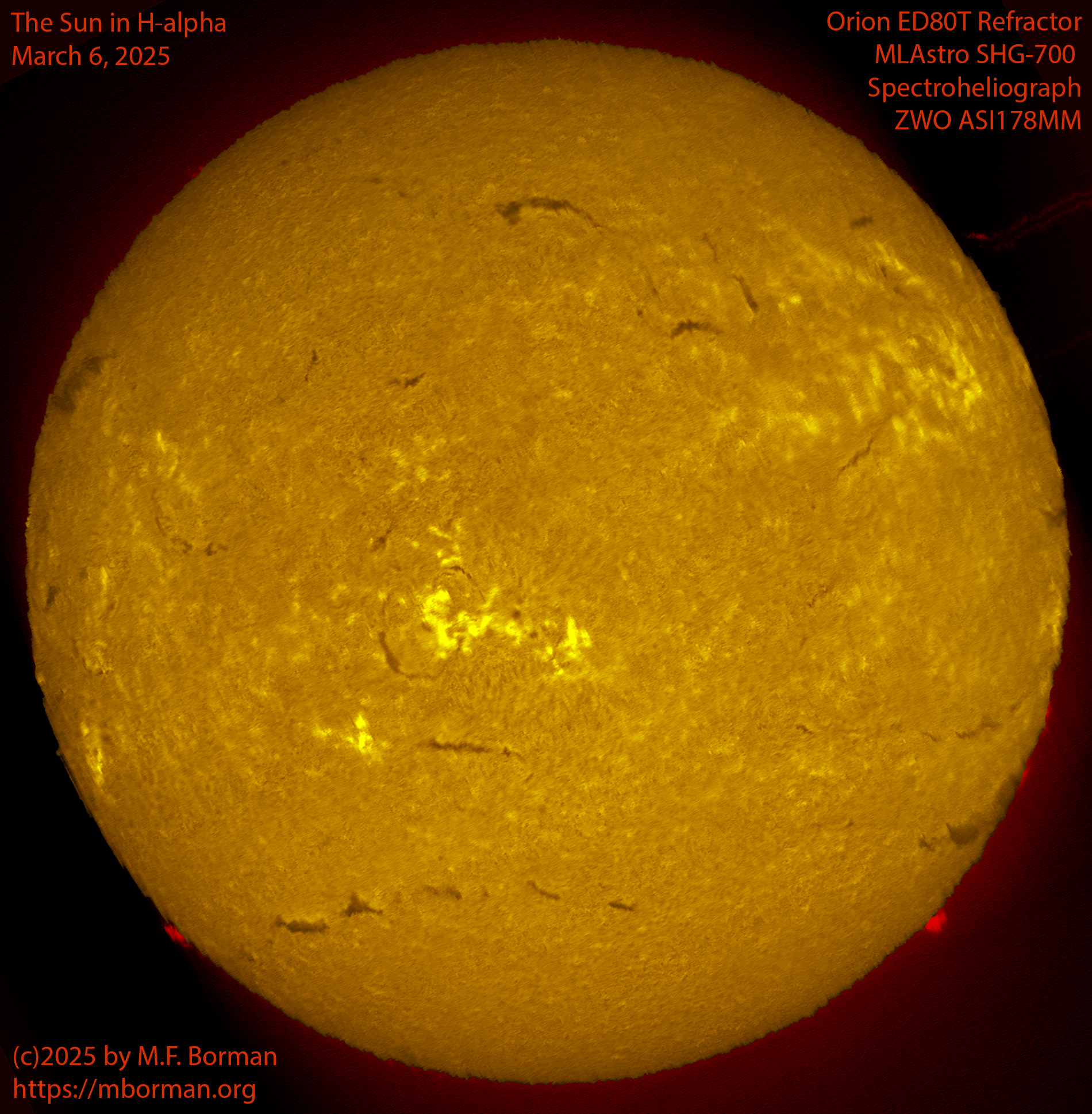 Solar image in h-alpha 03/06/25