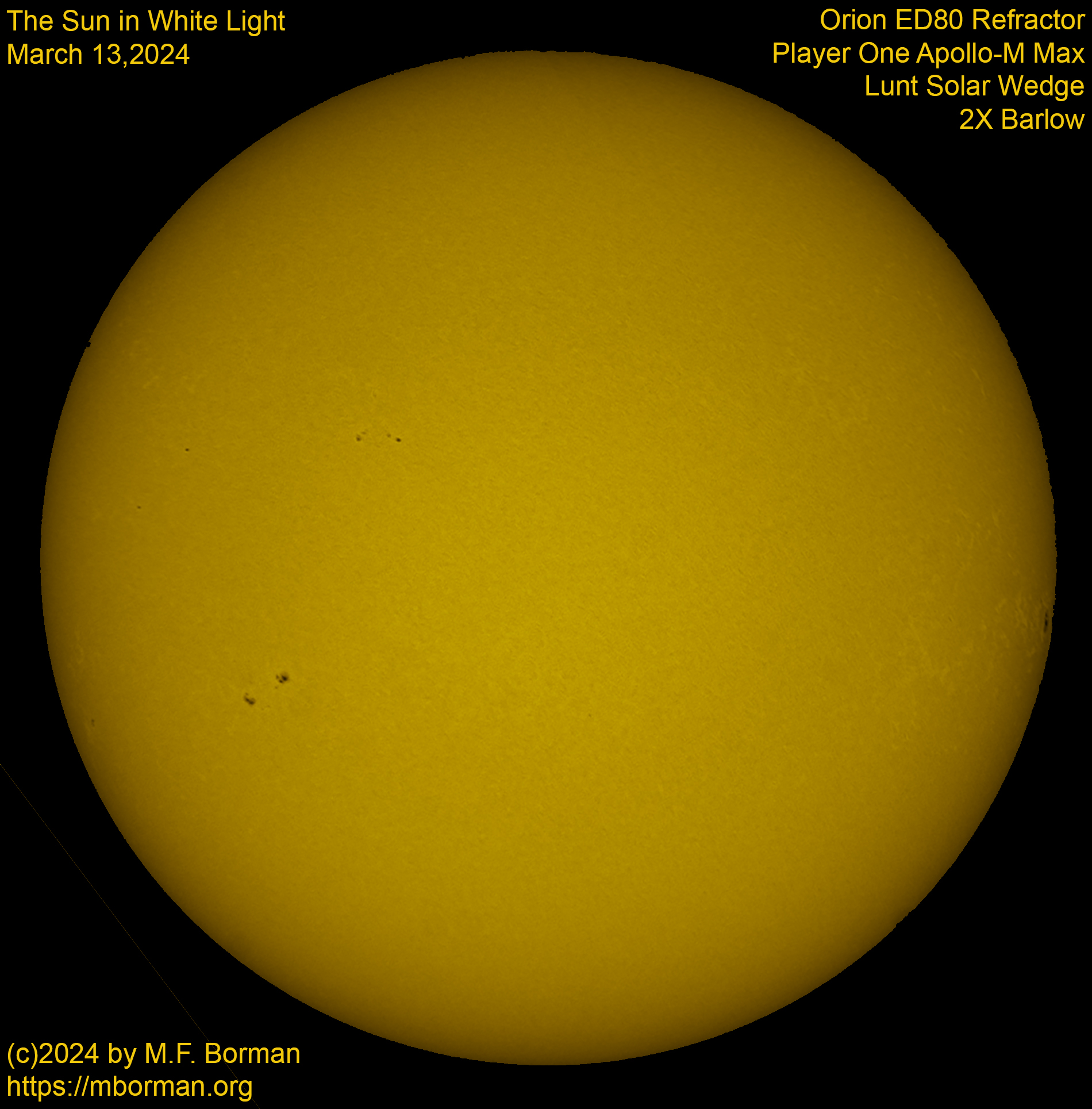 Solar image in white light 03/13/24
