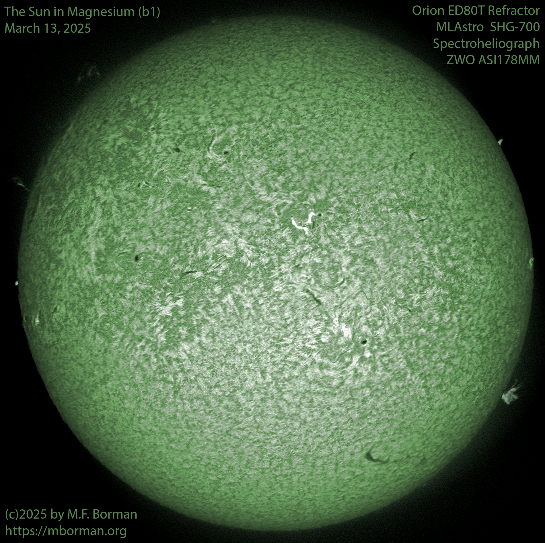 Solar image in magnesium (b1) 03/13/25