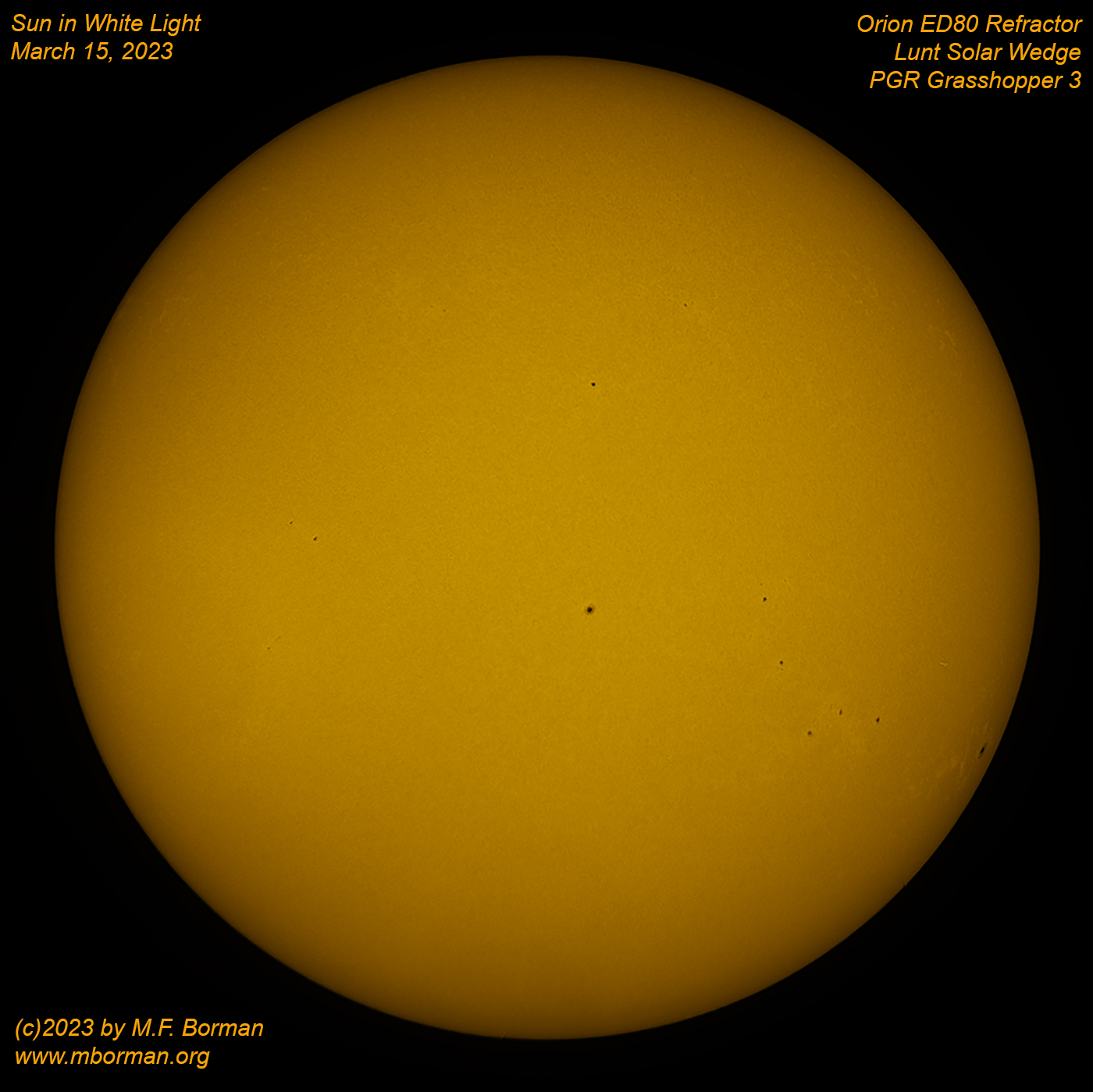 Solar disk in white light 03/15/2023