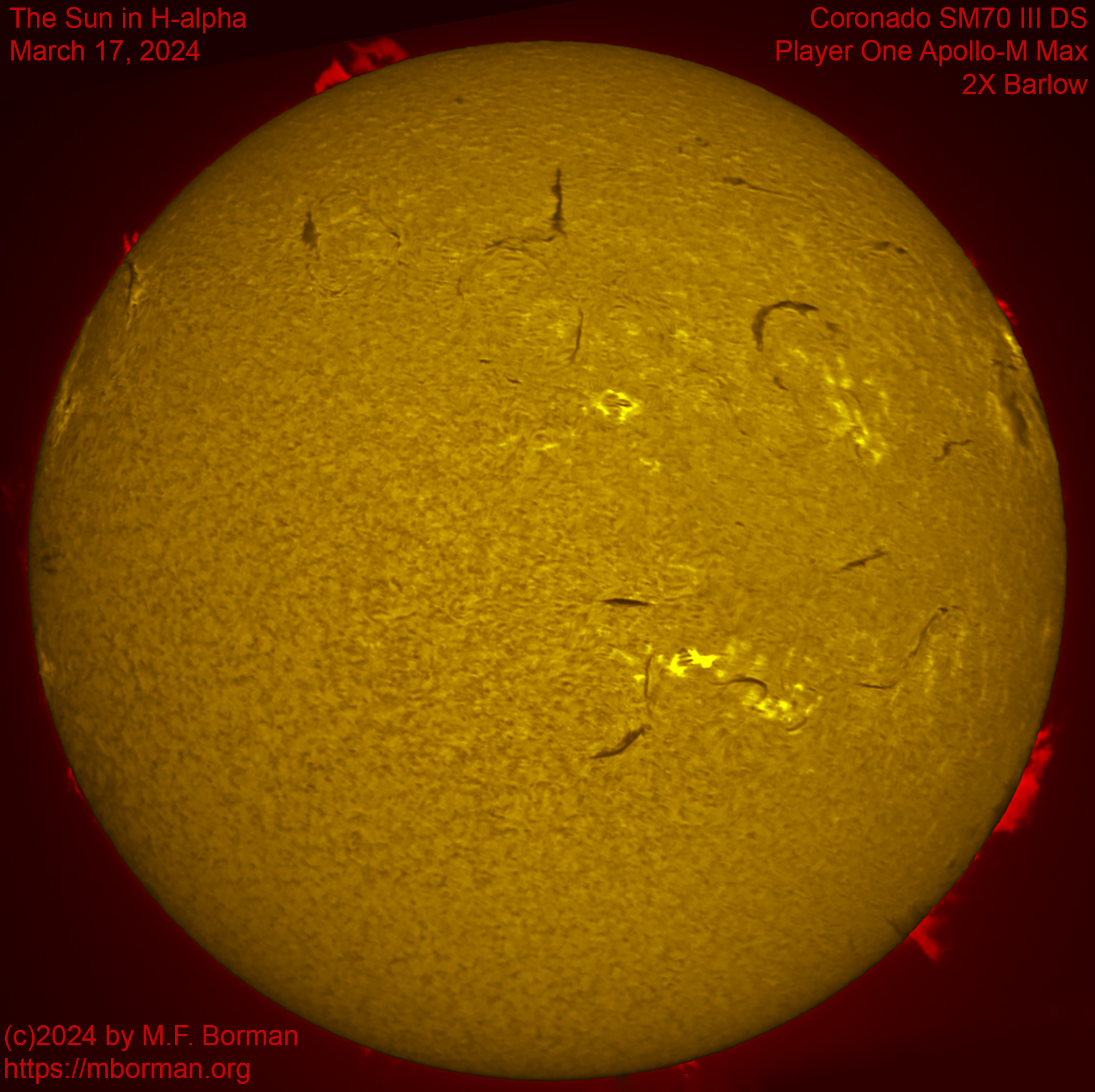 Solar image in h-alpha 03/17/24