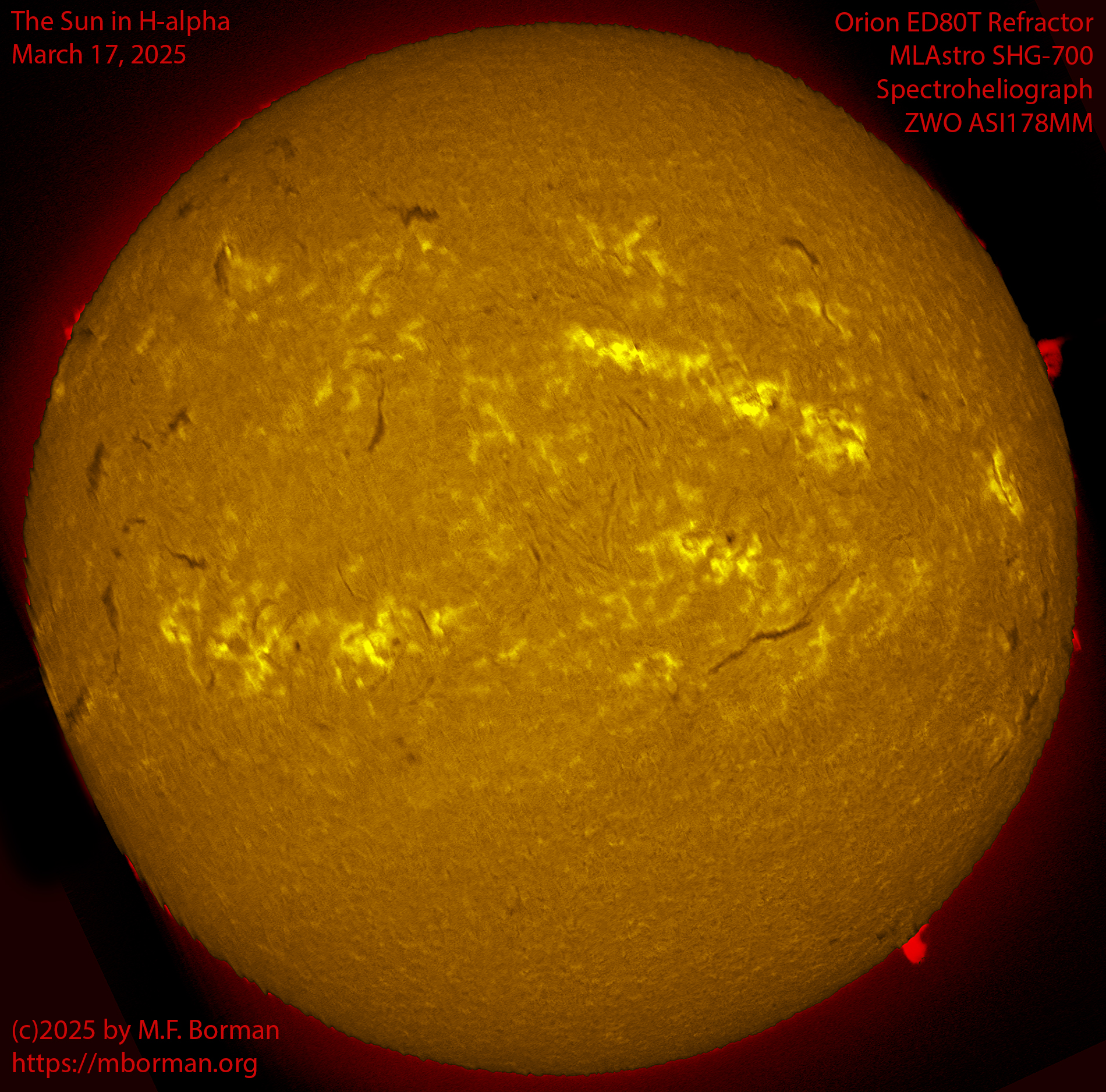 Solar images in h-alpha 03/17/25